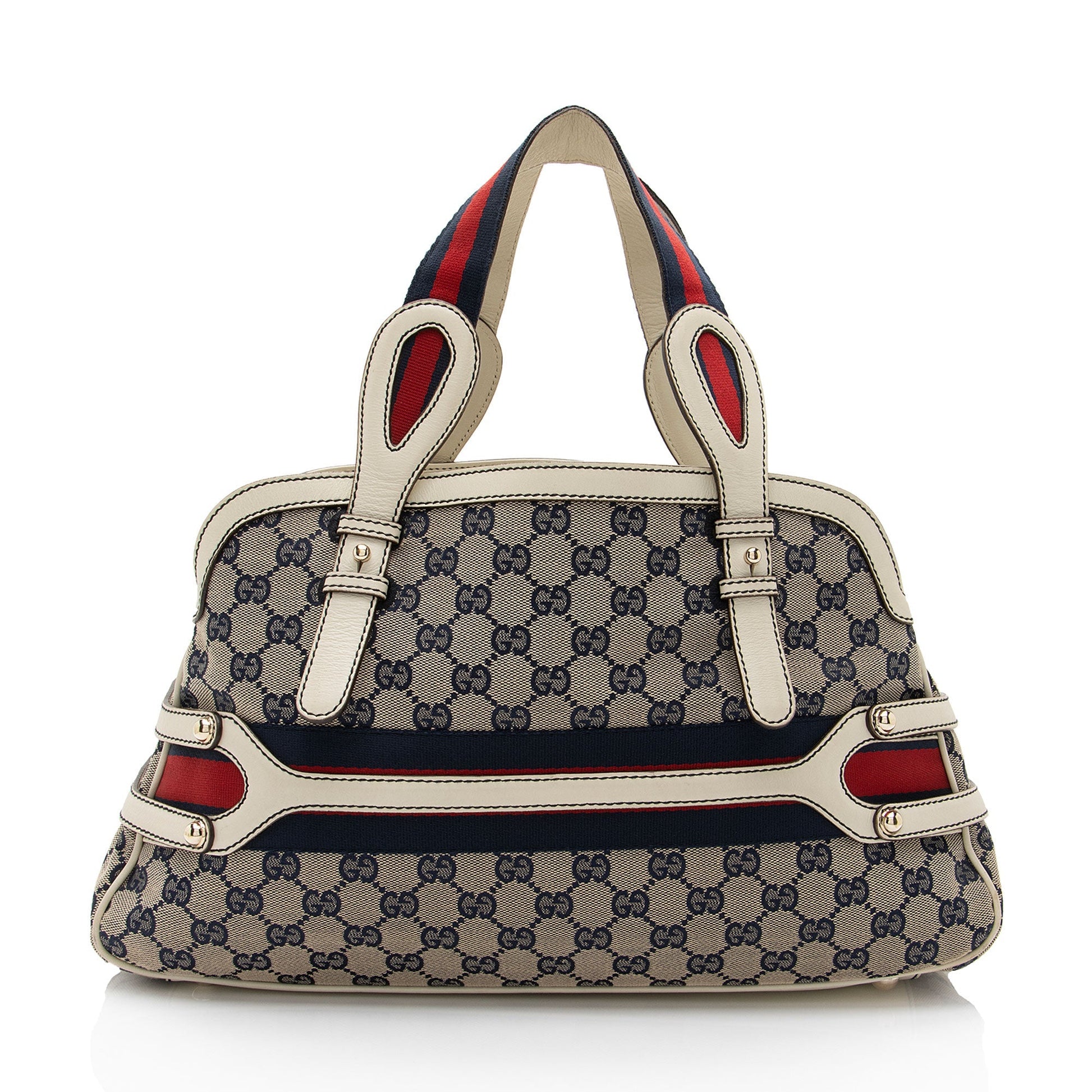 Gucci GG Web SHF-Syij4P Leather Canvas Nylon White Shoulder Bag