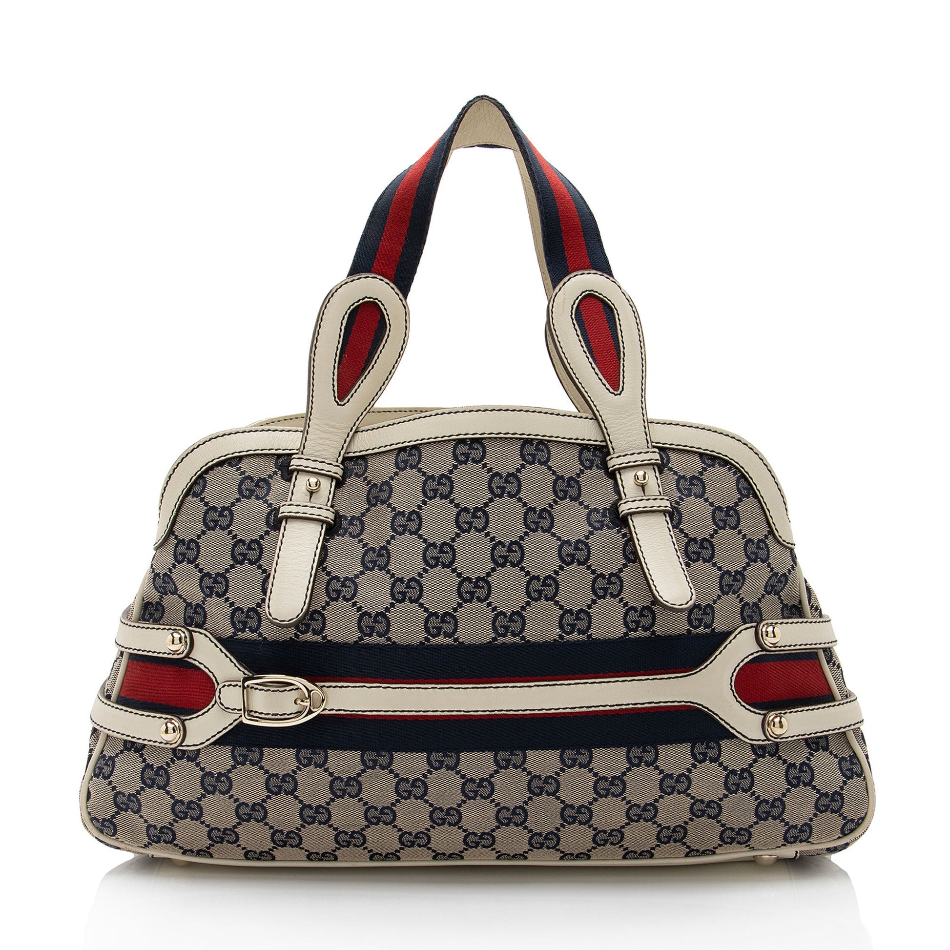 Gucci GG Web SHF-Syij4P Leather Canvas Nylon White Shoulder Bag
