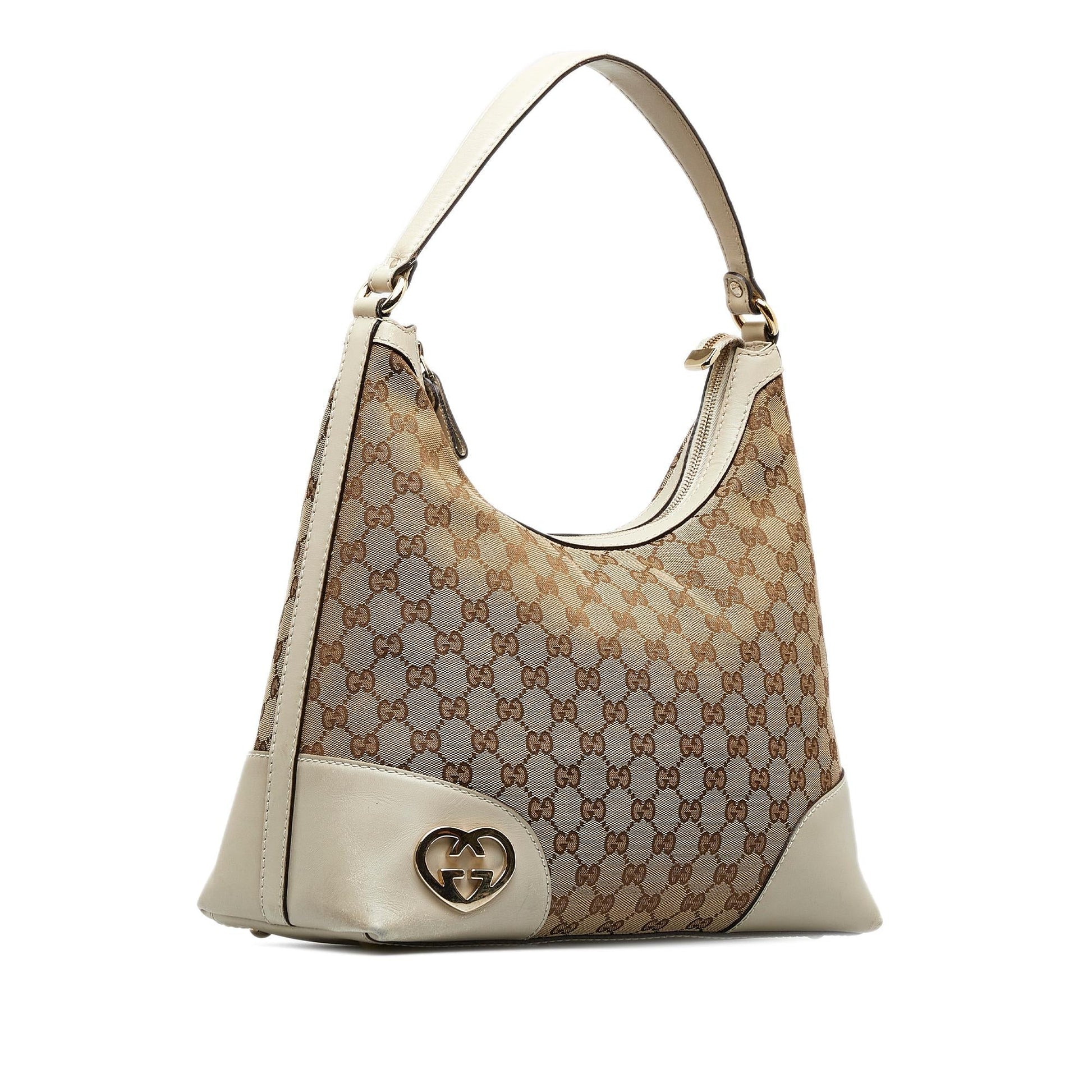 Gucci GG Lovely Heart SHG-SnfJQ9 Canvas Brown Shoulder Bag