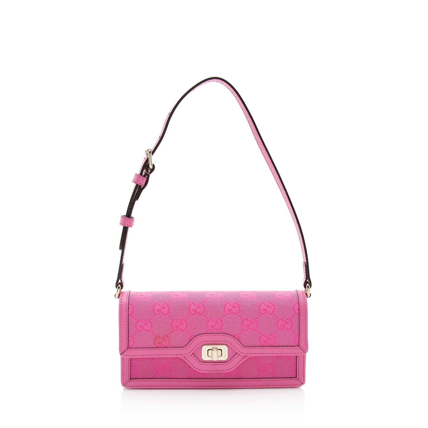 Gucci GG Luce Leather Canvas Pink Mini Shoulder Bag