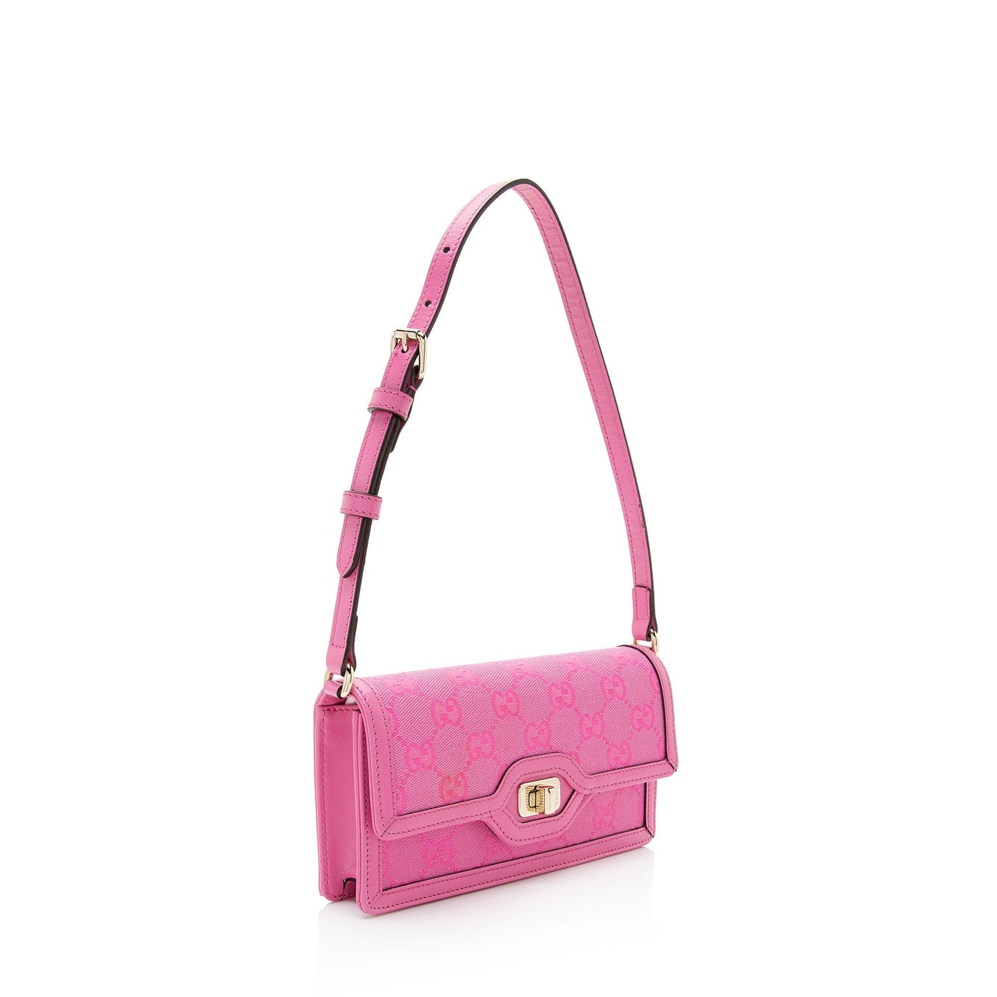 Gucci GG Luce Leather Canvas Pink Mini Shoulder Bag