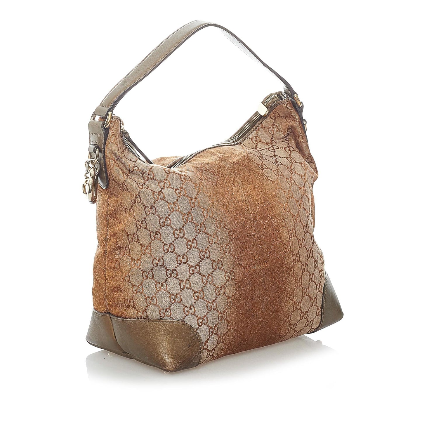 Gucci GG Lurex Heart Bit SHG Canvas Calf Brown Tote Bag Bag Shg