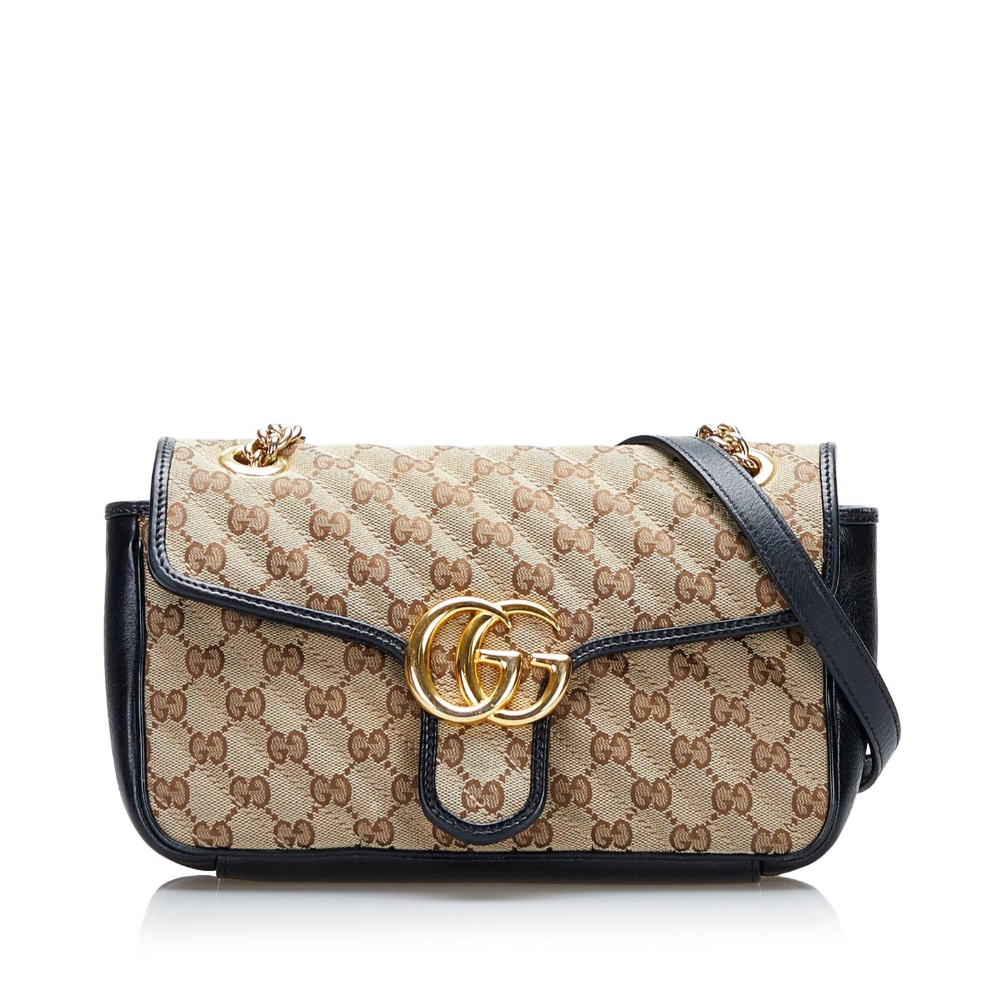 Gucci GG Marmont SHG-2wAlnW Canvas Calf Black Brown Crossbody Bag