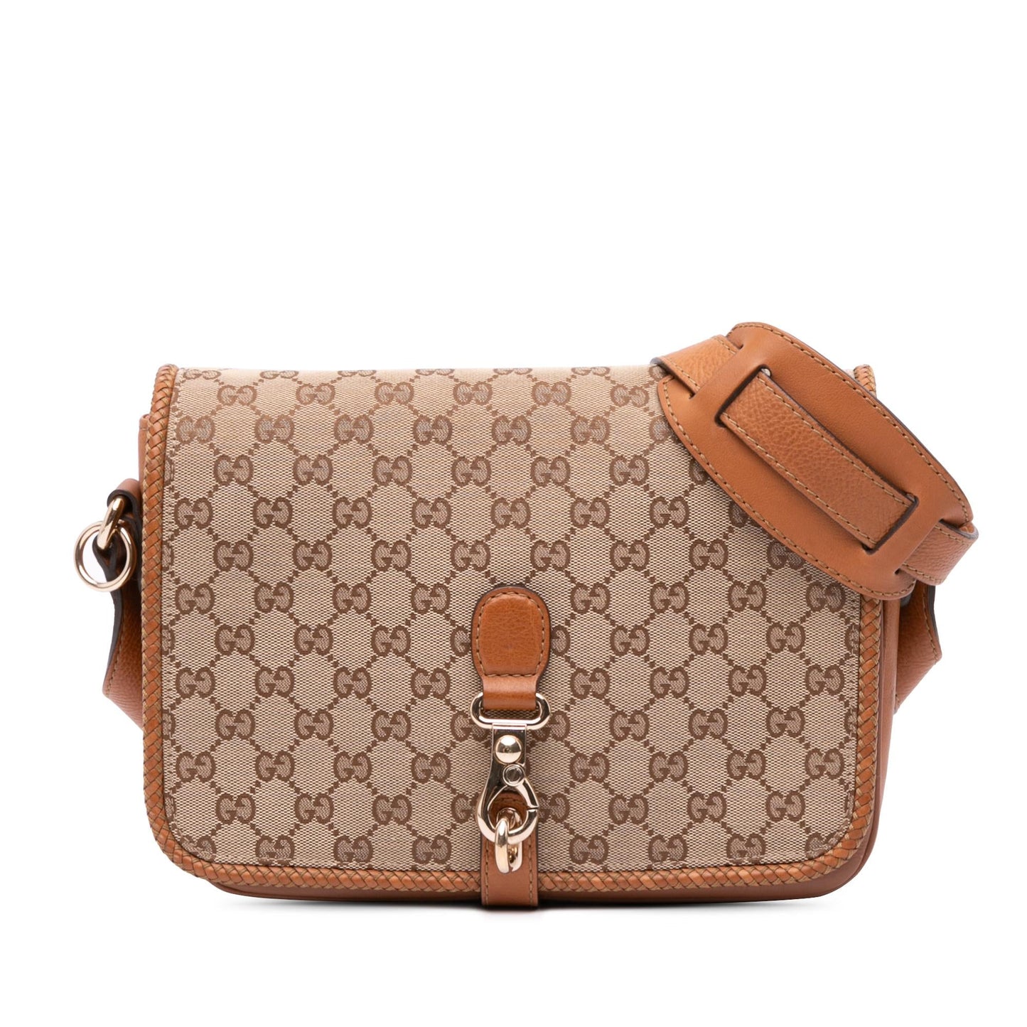 Gucci GG Marrakech Canvas Calf Brown Crossbody Bag