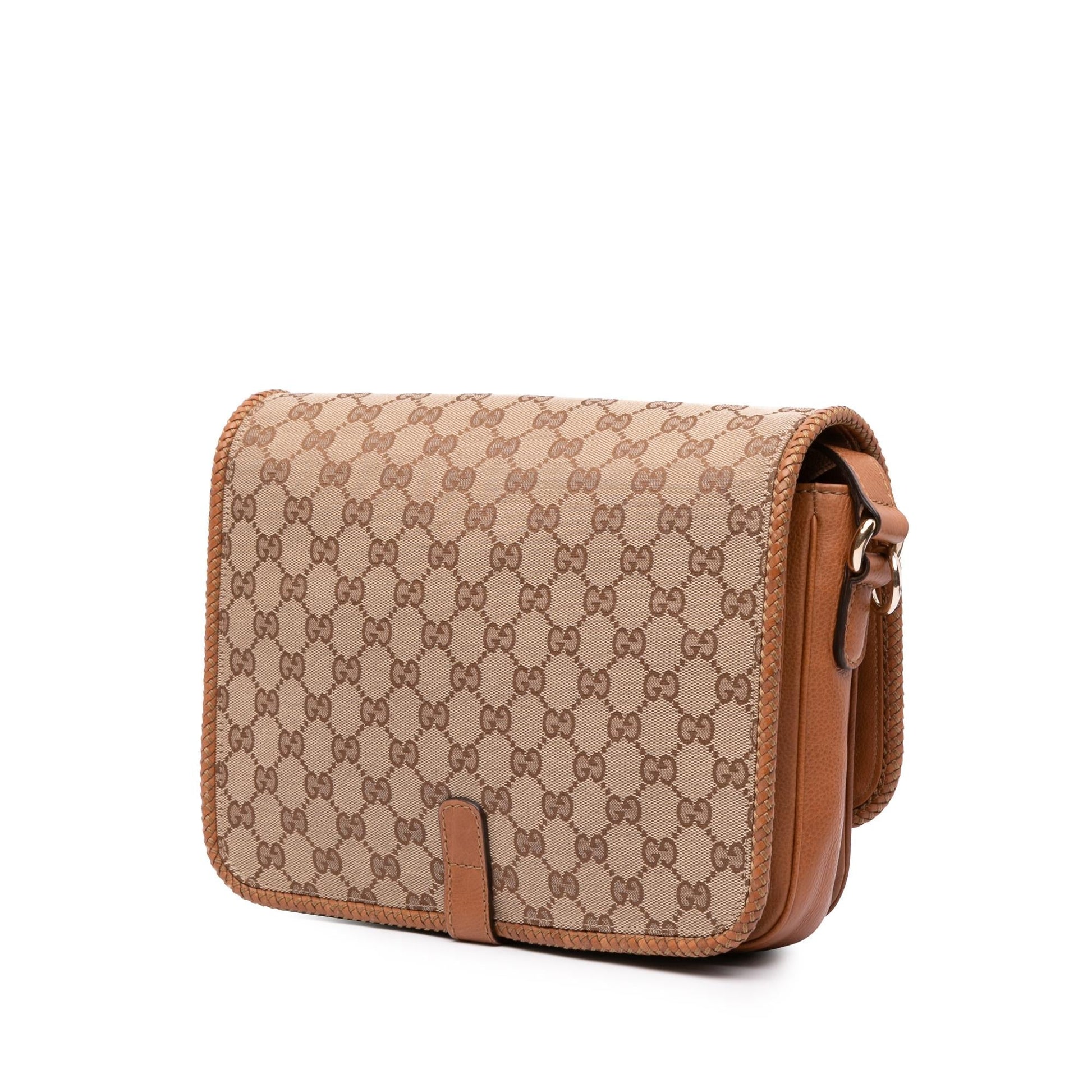 Gucci GG Marrakech Canvas Calf Brown Crossbody Bag