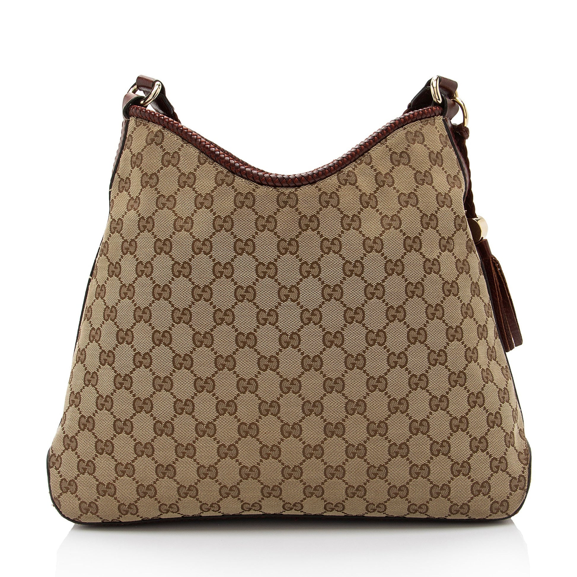 Gucci GG Marrakech SHF-IGUAKI Leather Canvas Beige Red Shoulder Bag
