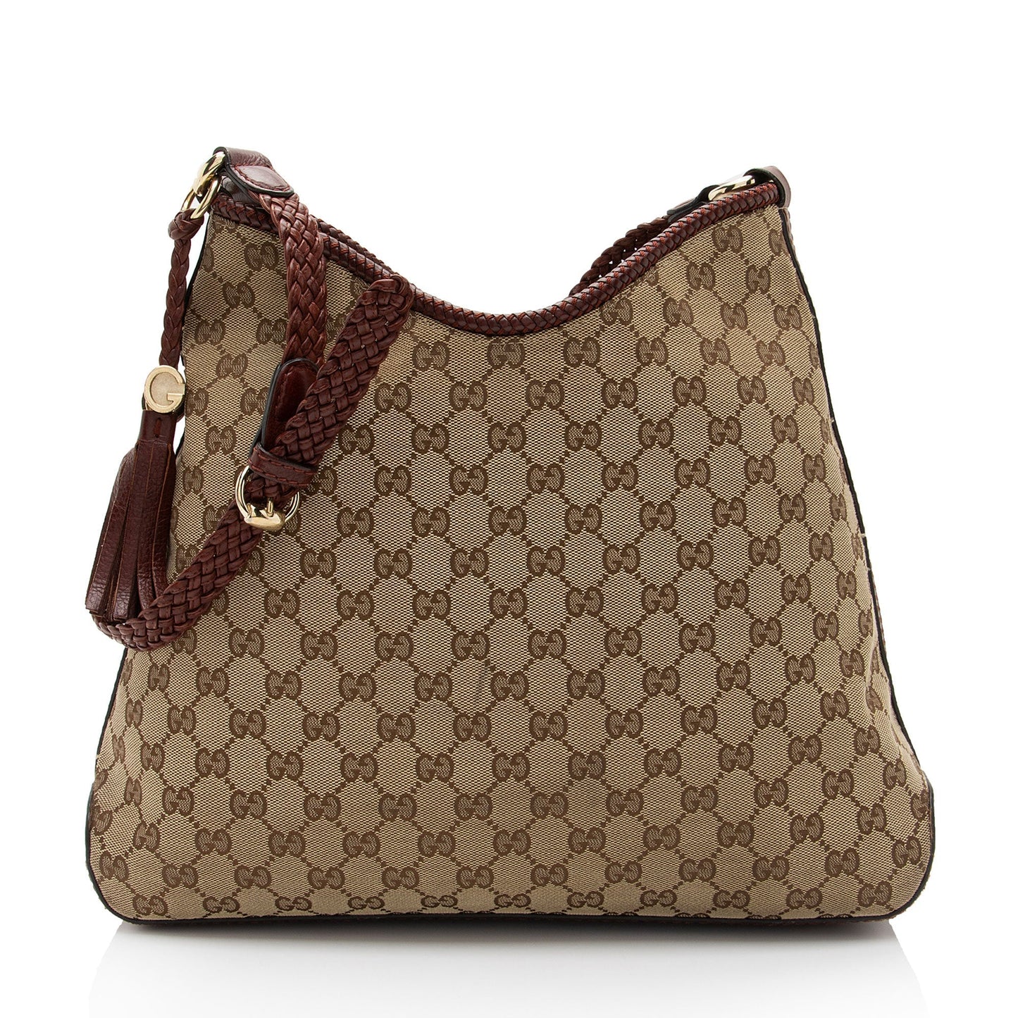 Gucci GG Marrakech SHF-IGUAKI Leather Canvas Beige Red Shoulder Bag