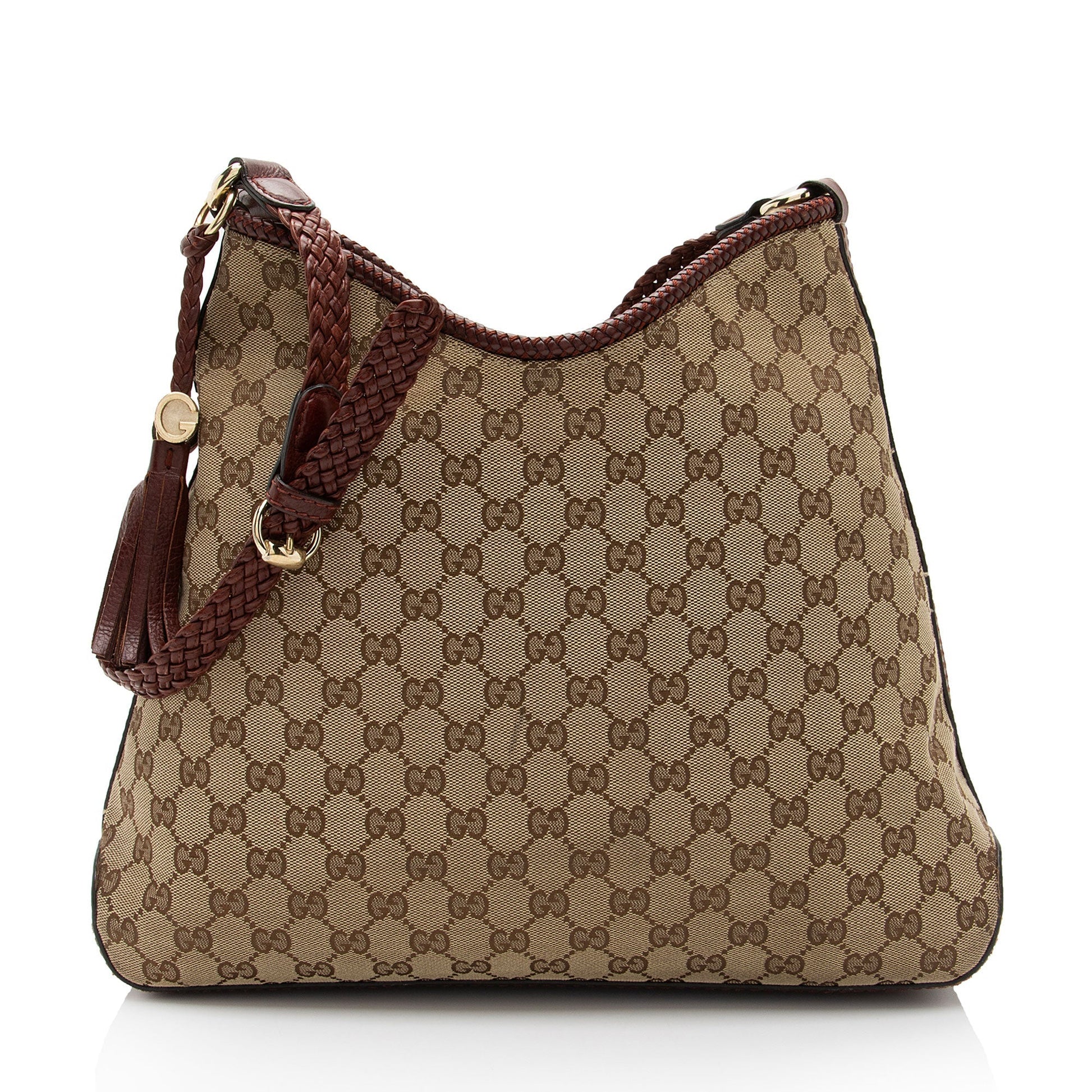 Gucci GG Marrakech SHF-IGUAKI Leather Canvas Beige Red Shoulder Bag