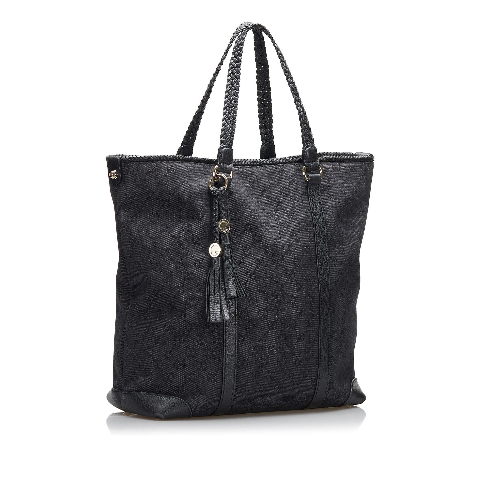 Gucci GG Marrakech SHG-D5U9hD Canvas Black Tote Bag