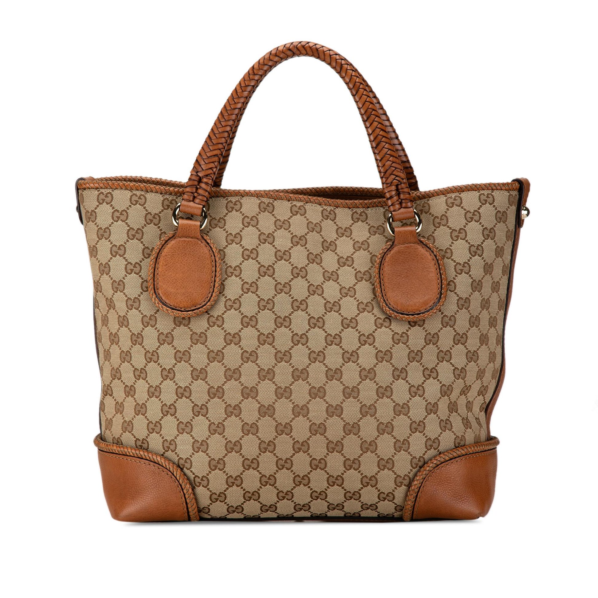 Gucci GG Marrakech SHG-6vUBX9 Canvas Calf Brown Tote Bag