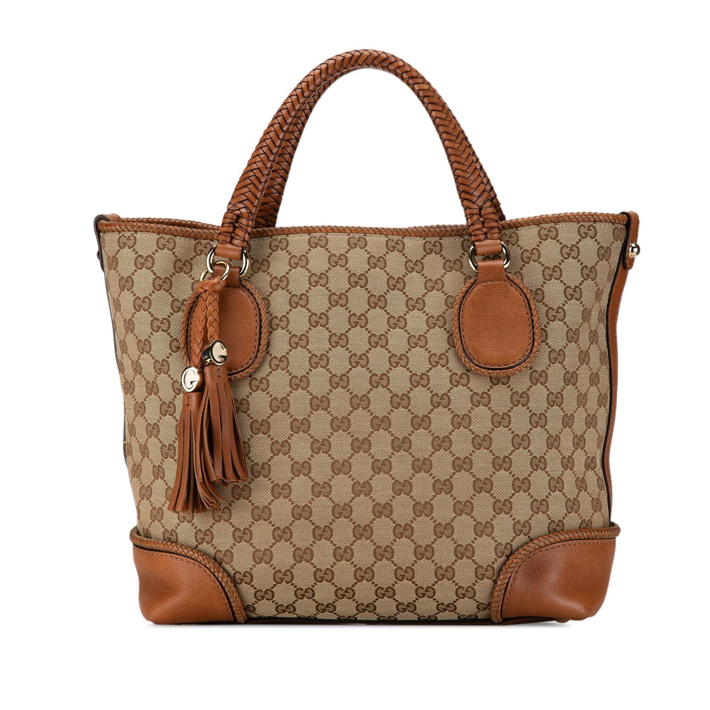 Gucci GG Marrakech SHG-6vUBX9 Canvas Calf Brown Tote Bag
