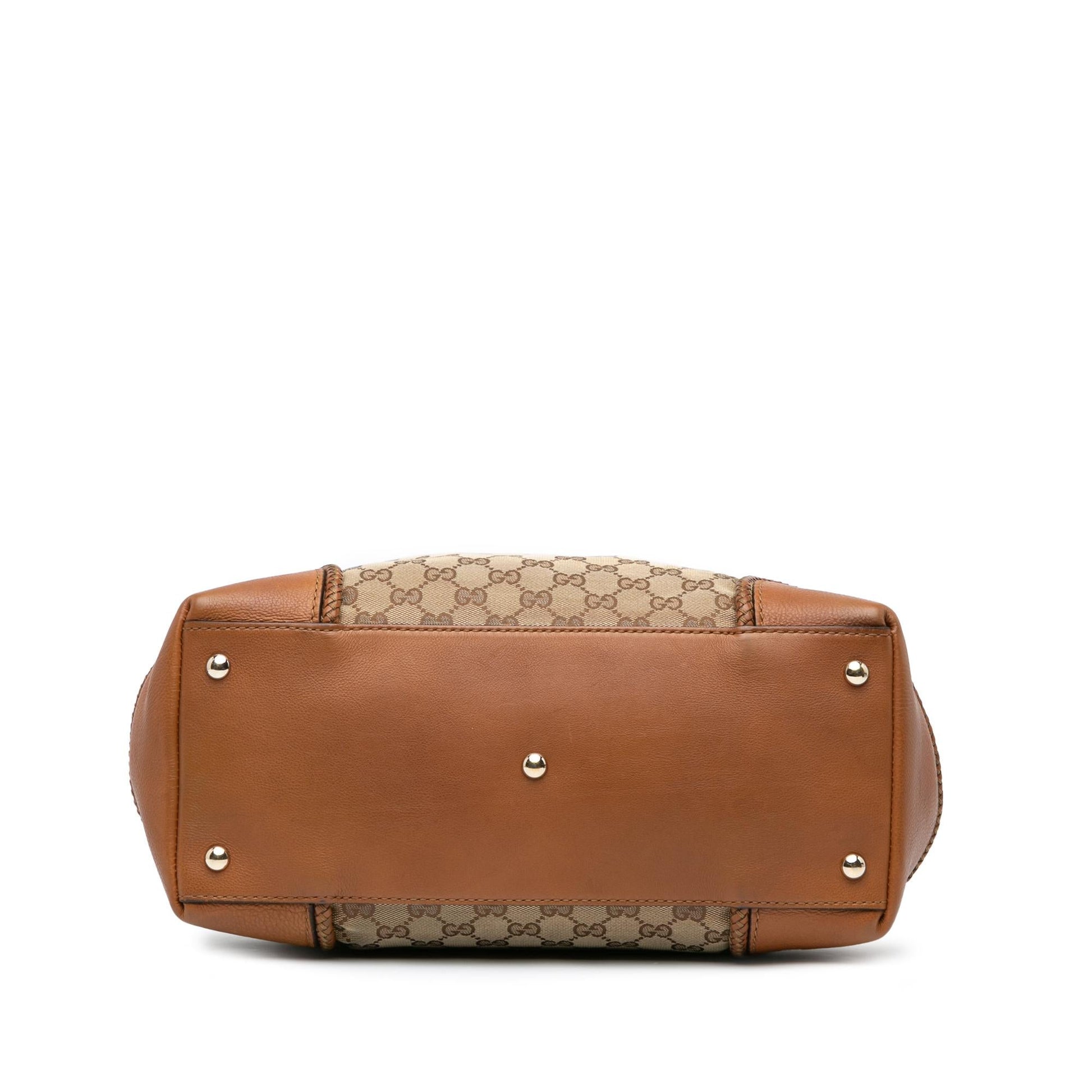 Gucci GG Marrakech SHG-pH7H6g Canvas Calf Brown Tote Bag