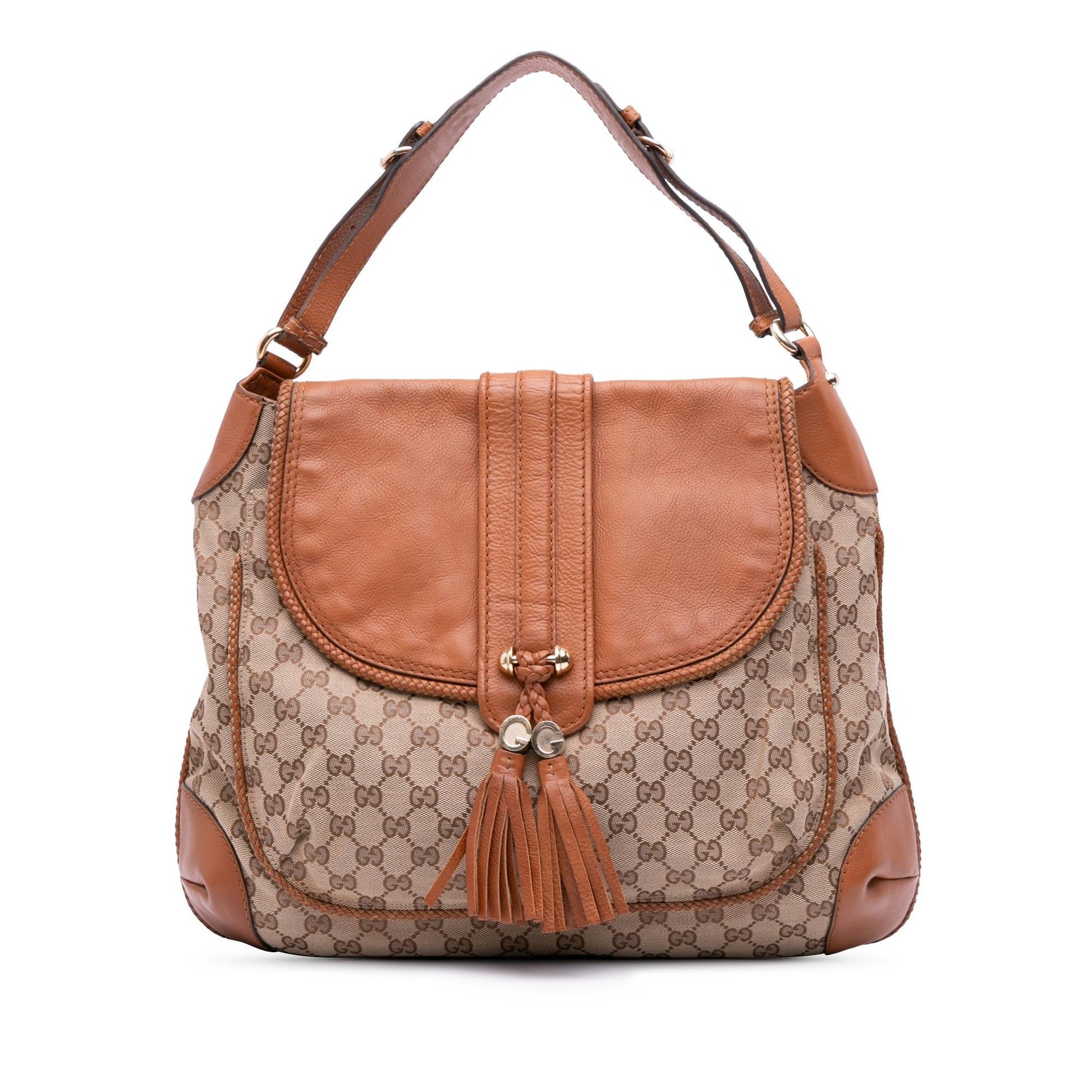Gucci GG Marrakech Canvas Calf Brown Tote Bag Tote 1