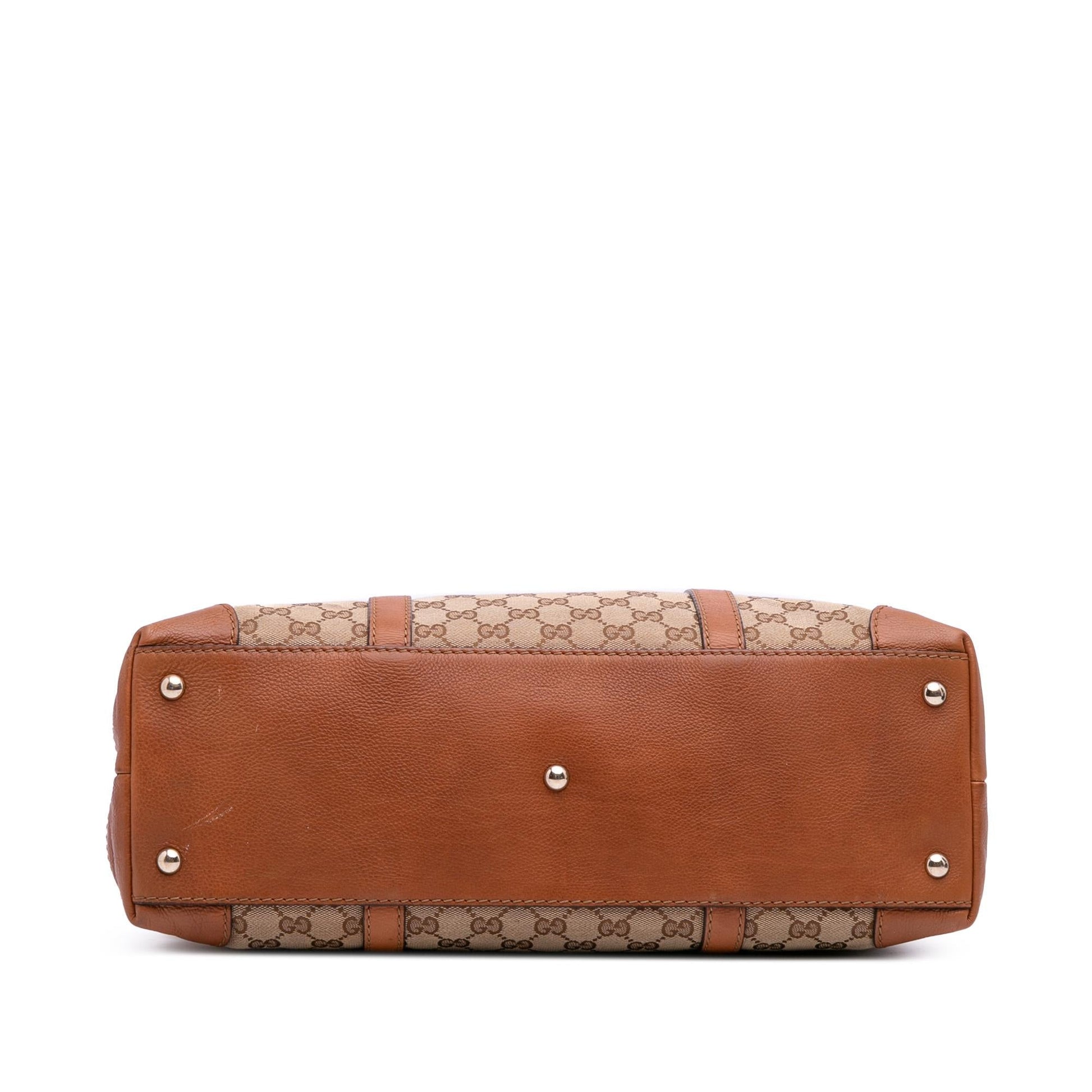 Gucci GG Marrakech Canvas Calf Brown Tote Bag