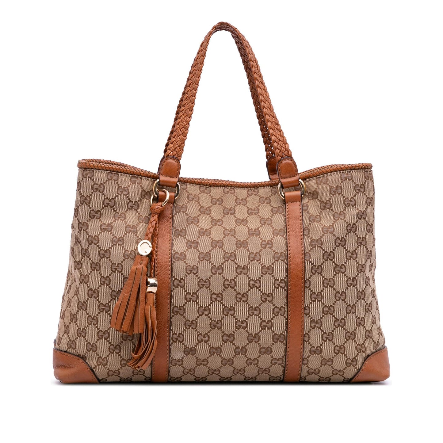 Gucci GG Marrakech Canvas Calf Brown Tote Bag