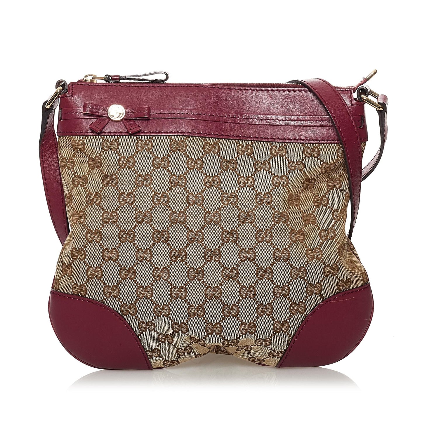 Gucci GG Mayfair SHG Canvas Calf Brown Red Crossbody Bag