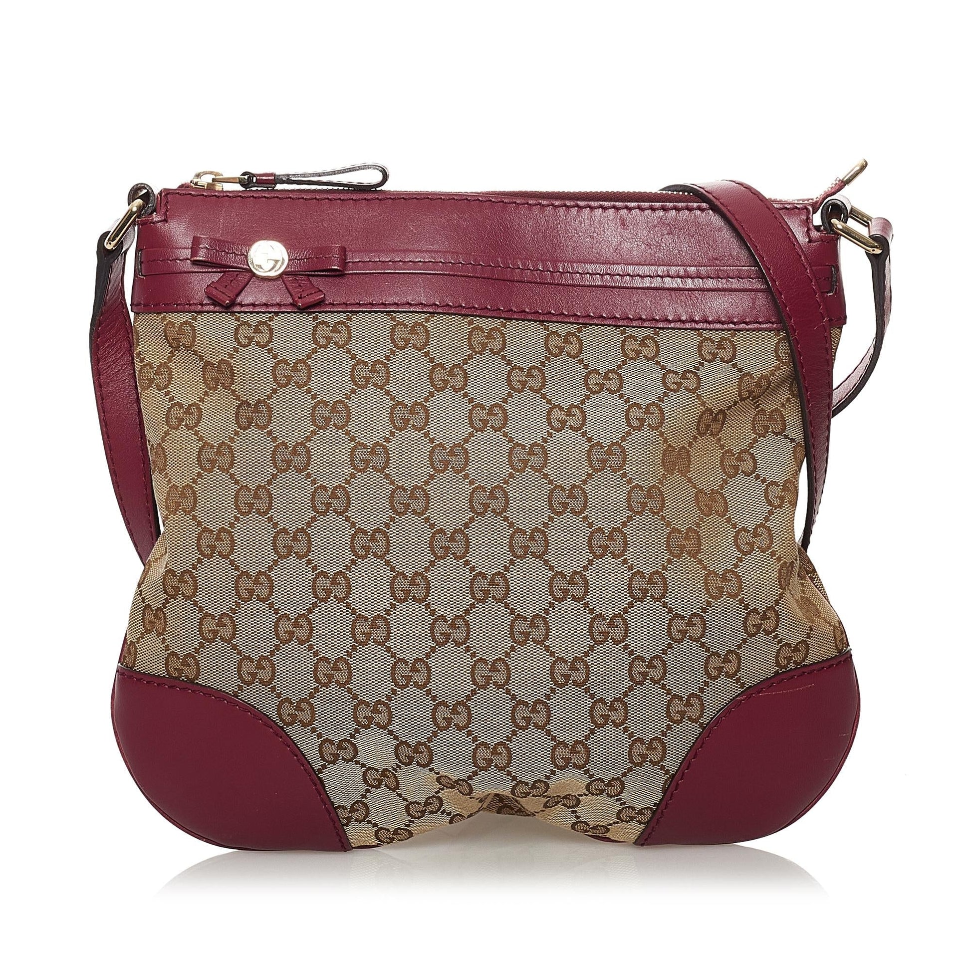 Gucci GG Mayfair SHG Canvas Calf Brown Red Crossbody Bag
