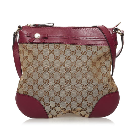 Gucci GG Mayfair SHG Canvas Calf Brown Red Crossbody Bag