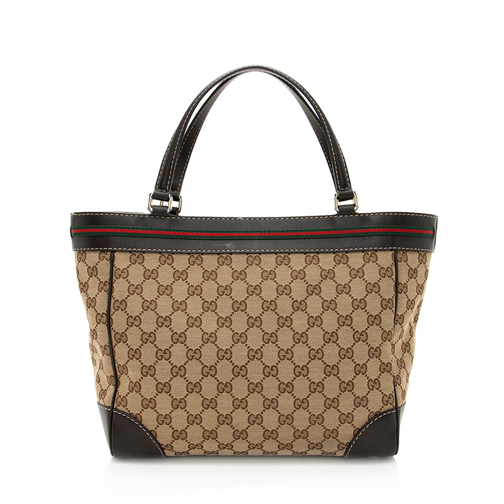 Gucci GG Mayfair SHF Leather Canvas Brown Beige Tote Bag Tote Shf