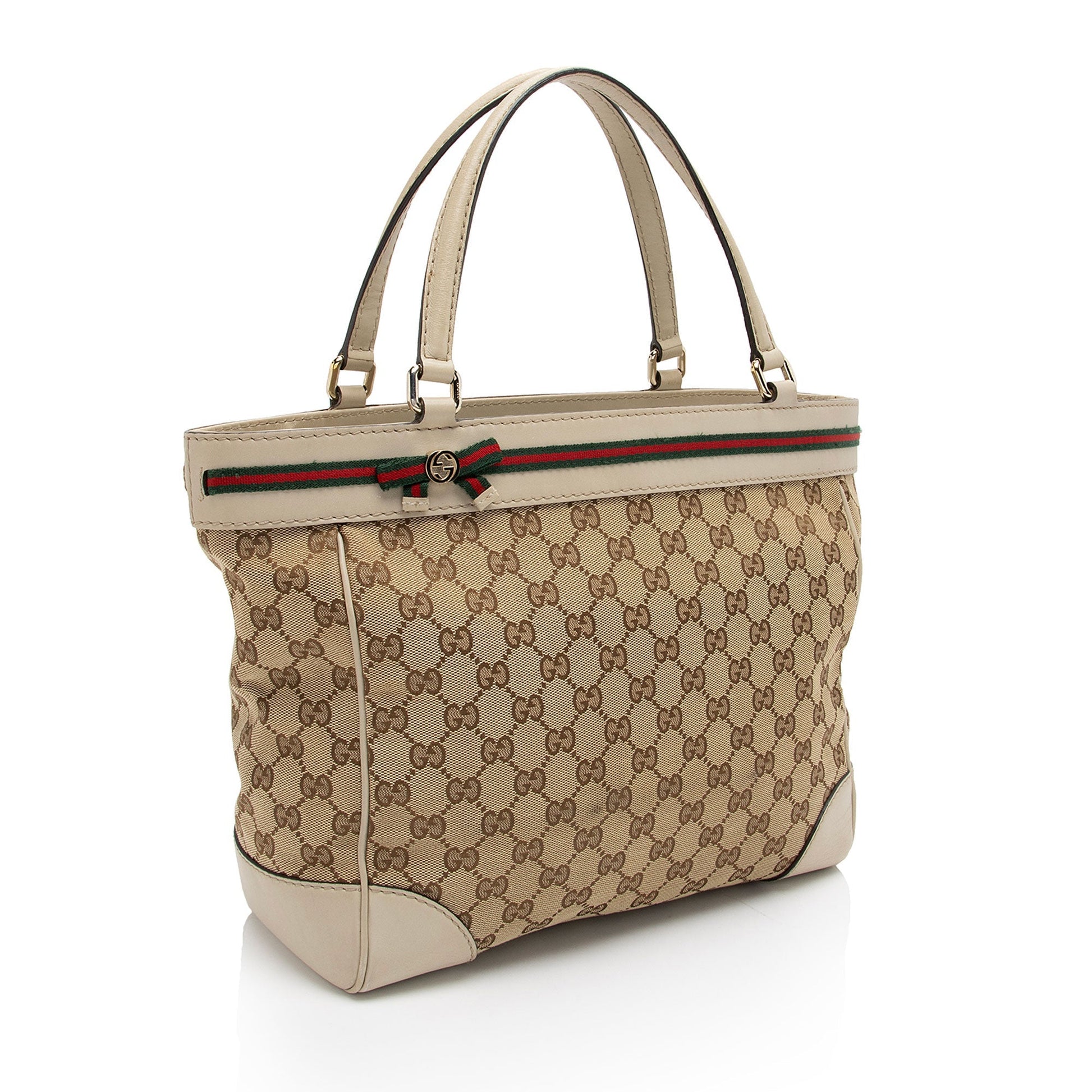 Gucci GG Mayfair SHF-SoVfXo Leather Canvas Nylon White Tote Bag