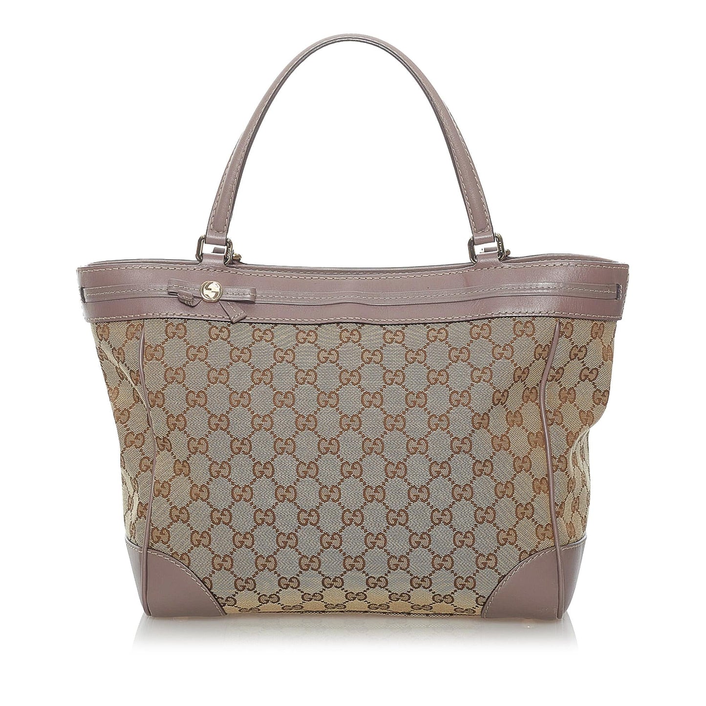 Gucci GG Mayfair SHG Canvas Calf Brown Pink Tote Bag