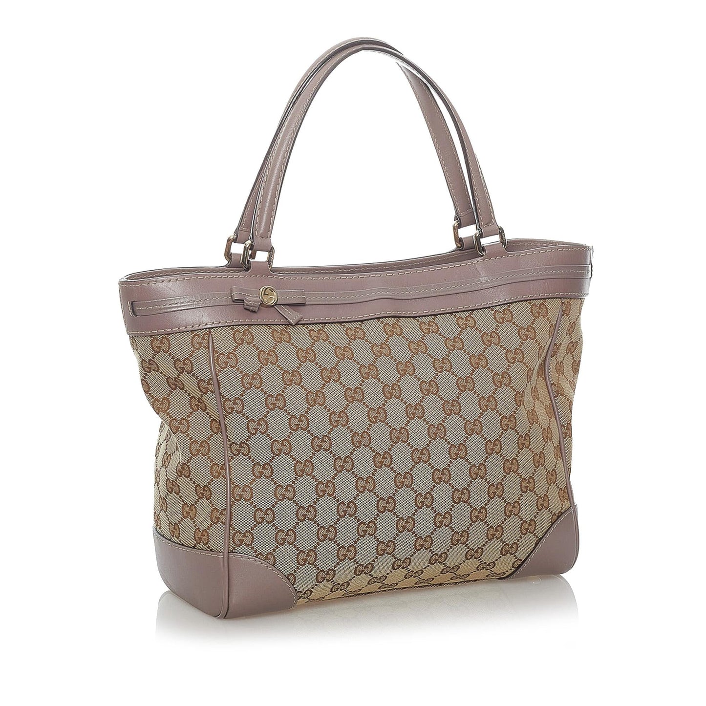 Gucci GG Mayfair SHG Canvas Calf Brown Pink Tote Bag