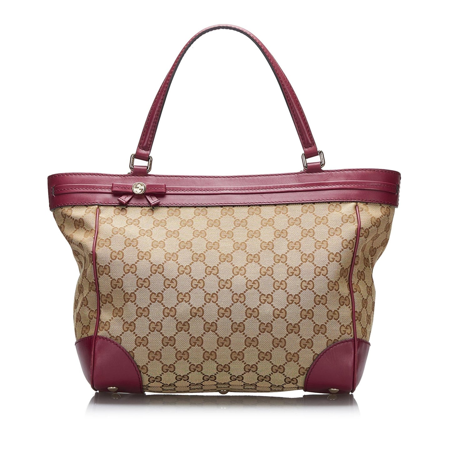 Gucci GG Mayfair SHG-JXk1Nw Canvas Calf Brown Red Tote Bag