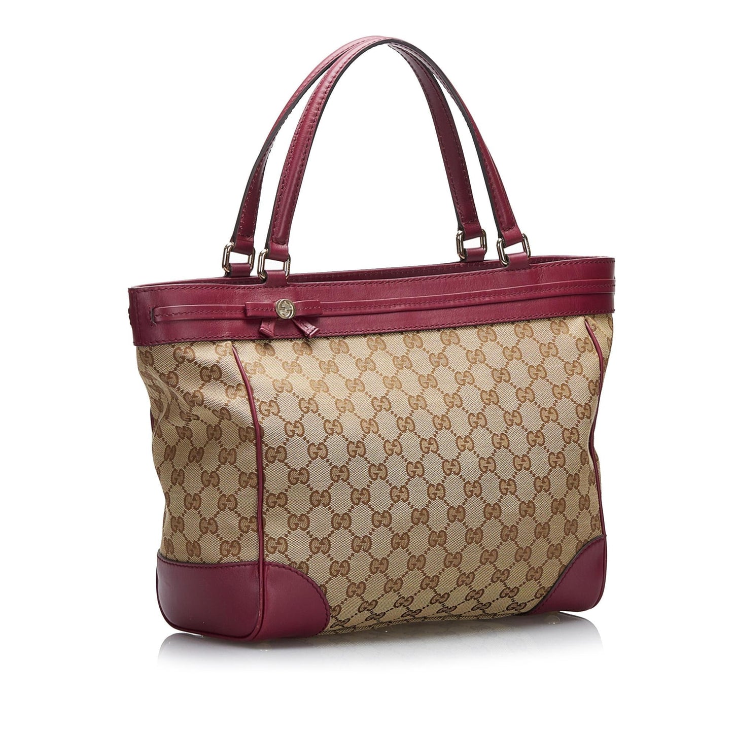 Gucci GG Mayfair SHG-JXk1Nw Canvas Calf Brown Red Tote Bag