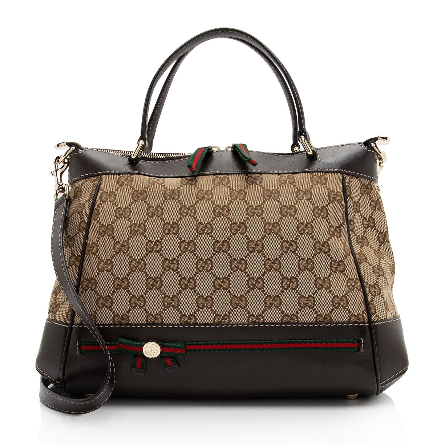 Gucci GG Mayfair SHF-cdridS Leather Canvas Nylon Brown Tote Bag