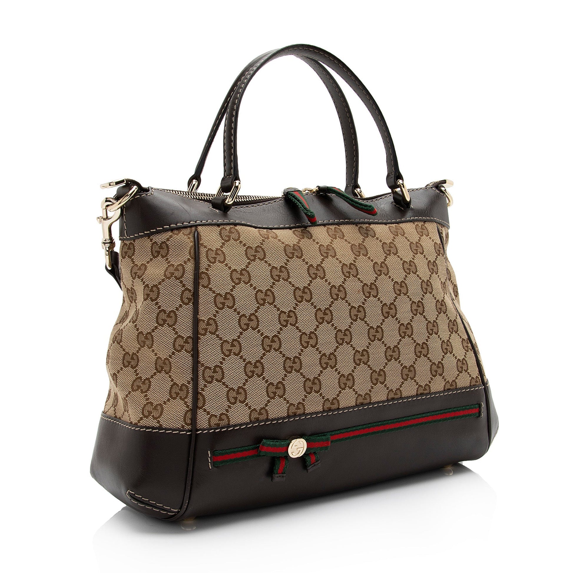 Gucci GG Mayfair SHF-cdridS Leather Canvas Nylon Brown Tote Bag