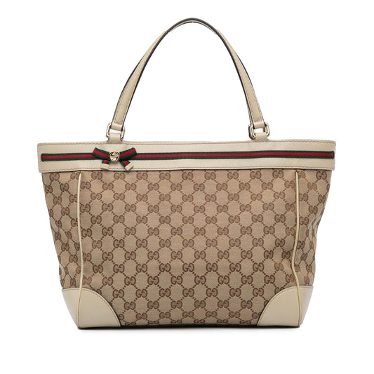 Gucci GG Mayfair SHG-ymjgxw Canvas Calf White Brown Tote Bag