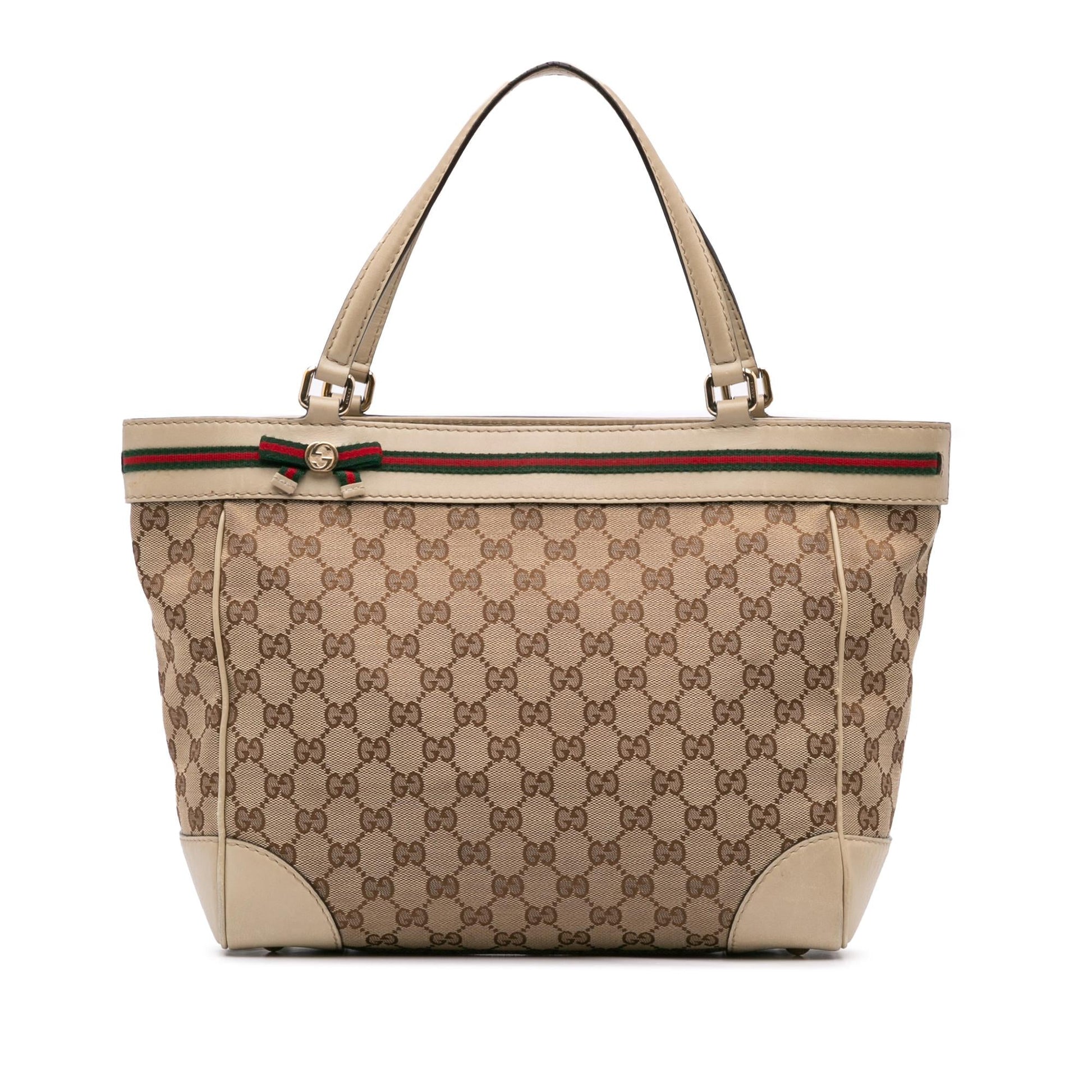 Gucci GG Mayfair Canvas Calf White Brown Tote Bag