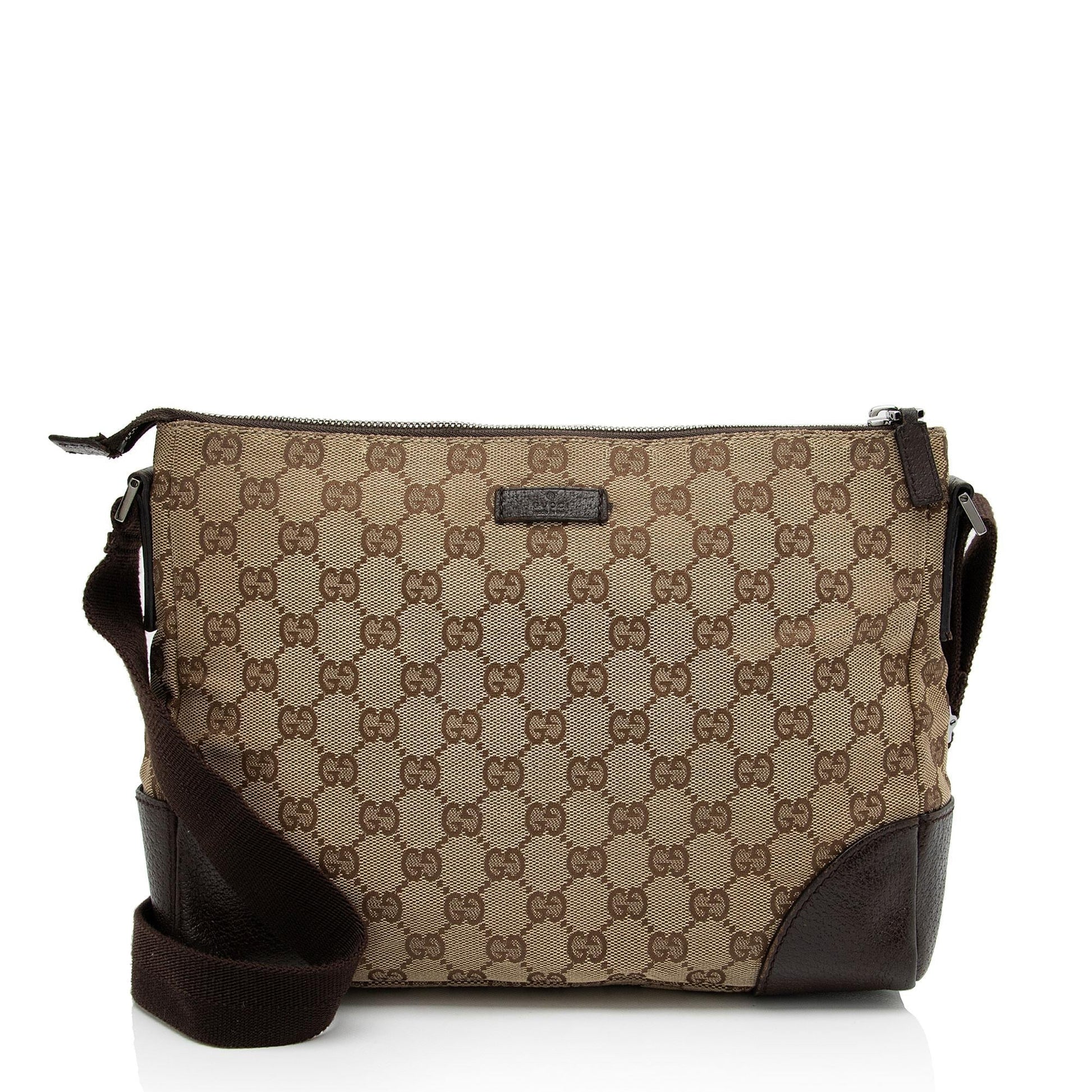 Gucci GG Messenger SHF-xVfo2X Leather Canvas Nylon Brown Shoulder Bag