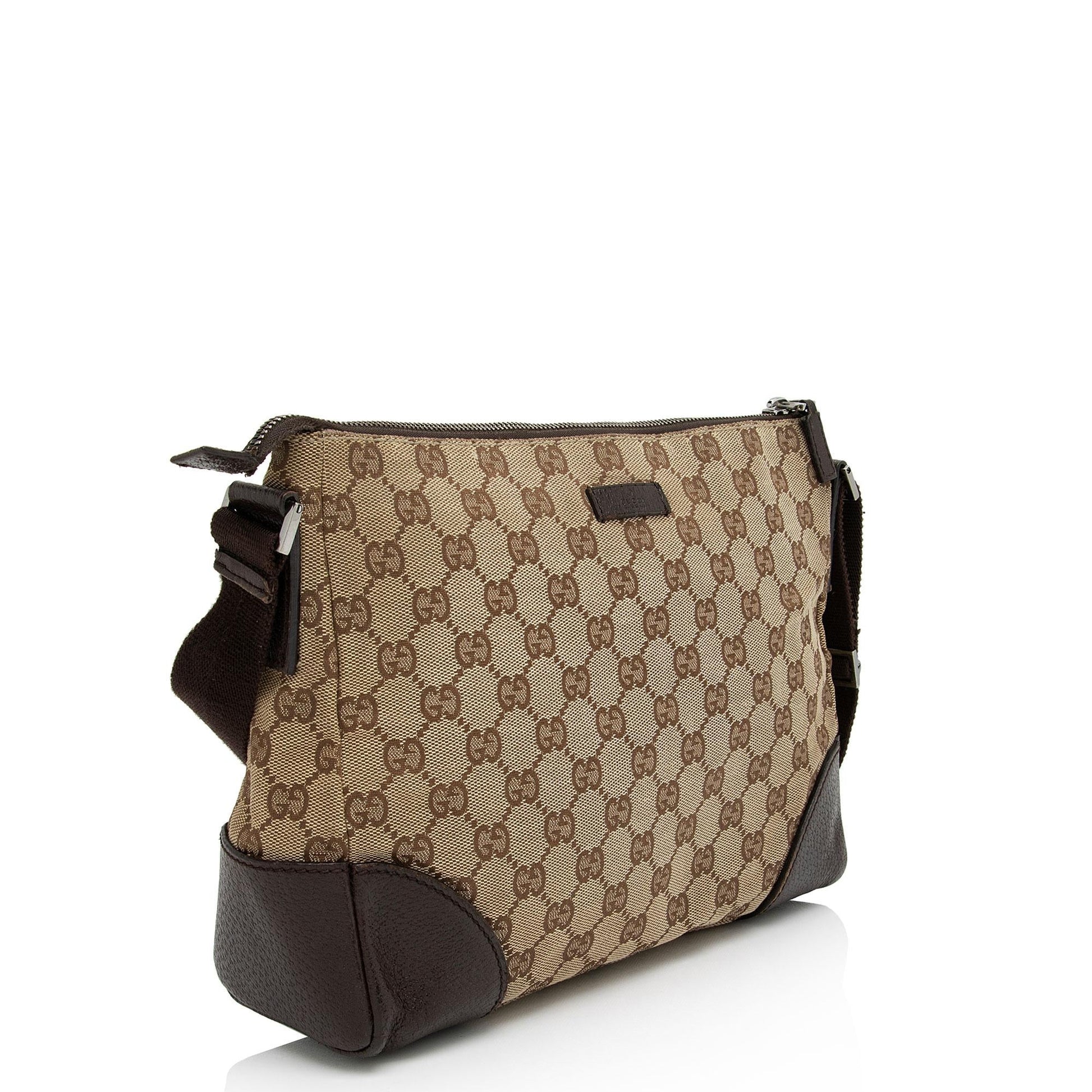 Gucci GG Messenger SHF-xVfo2X Leather Canvas Nylon Brown Shoulder Bag