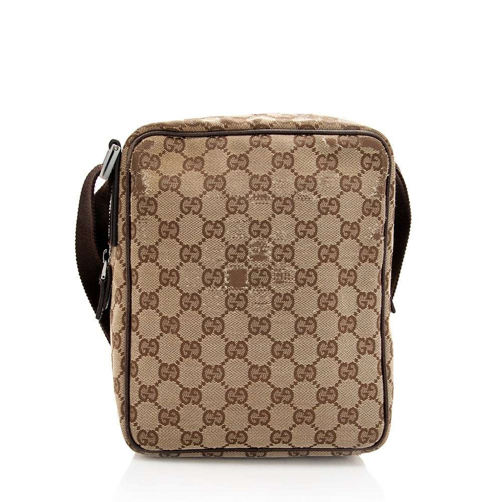 Gucci GG Messenger - FINAL SHF Leather Canvas Nylon Brown Shoulder Bag