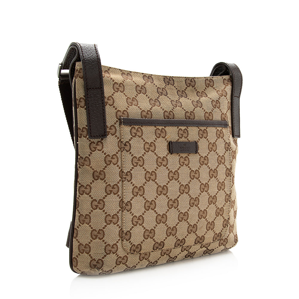 Gucci GG Messenger SHF Leather Canvas Nylon Beige Shoulder Bag