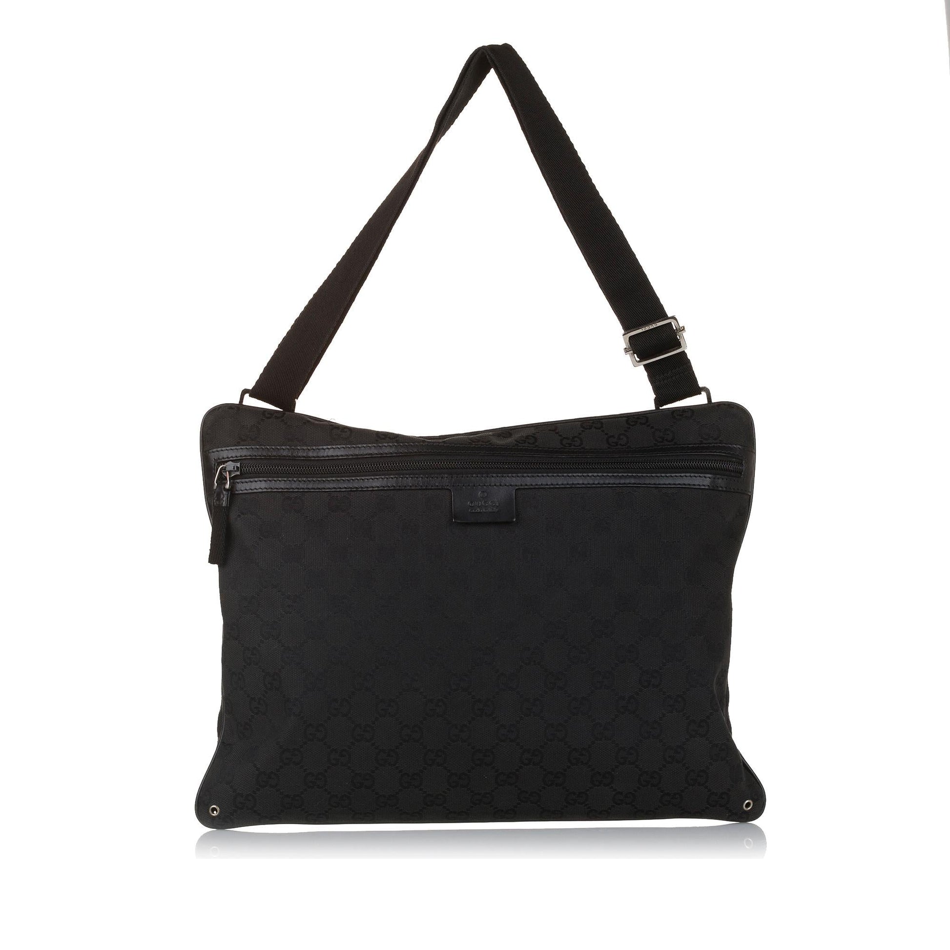 Gucci GG Messenger SHG-J2j6c1 Canvas Calf Black Crossbody Bag