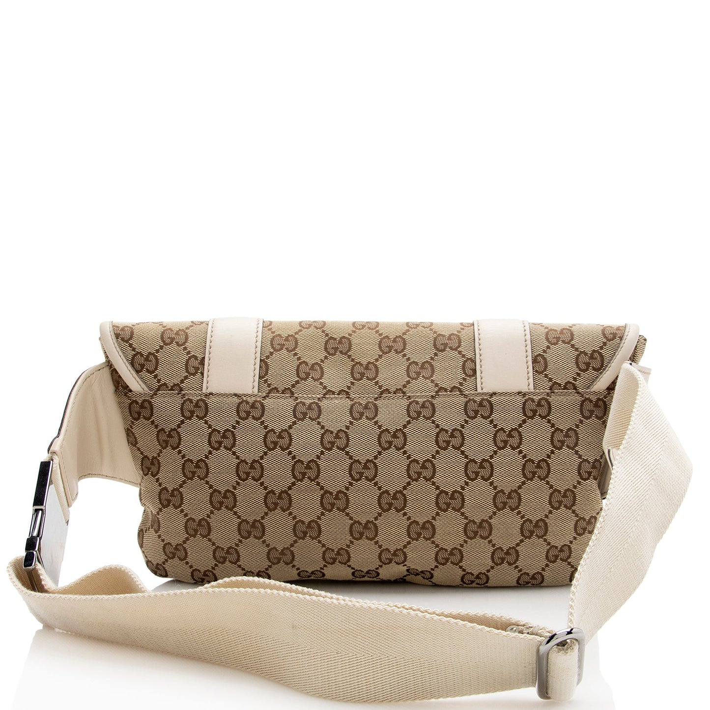Gucci GG Messenger Belt SHF Leather Canvas Nylon Beige Accessory