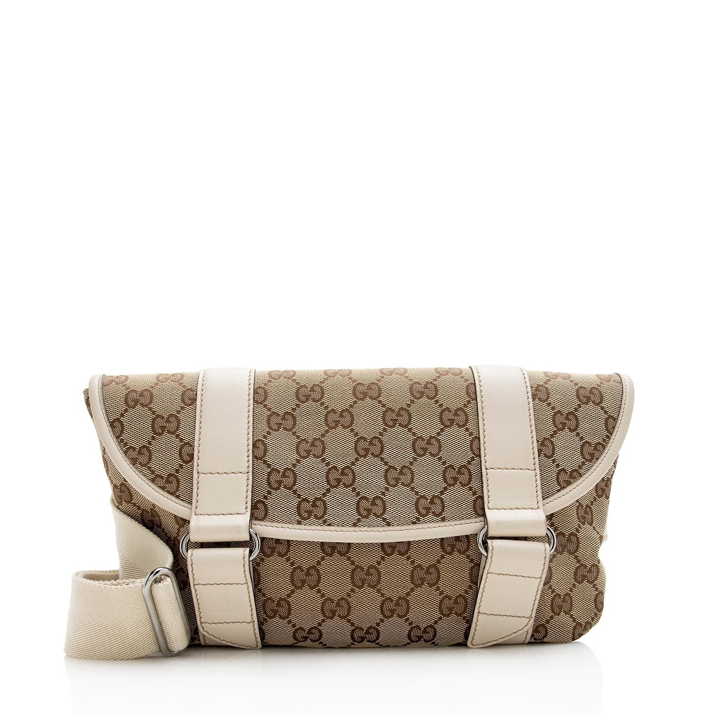 Gucci GG Messenger Belt SHF Leather Canvas Nylon Beige Accessory