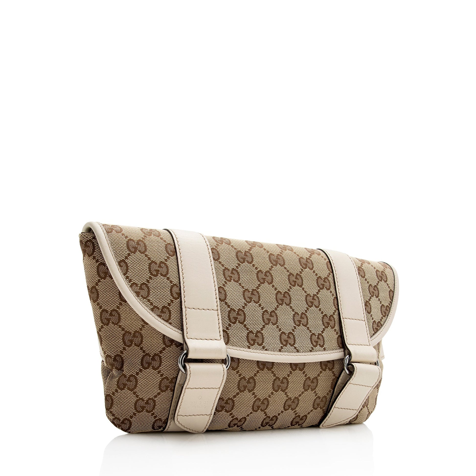 Gucci GG Messenger Belt SHF Leather Canvas Nylon Beige Accessory