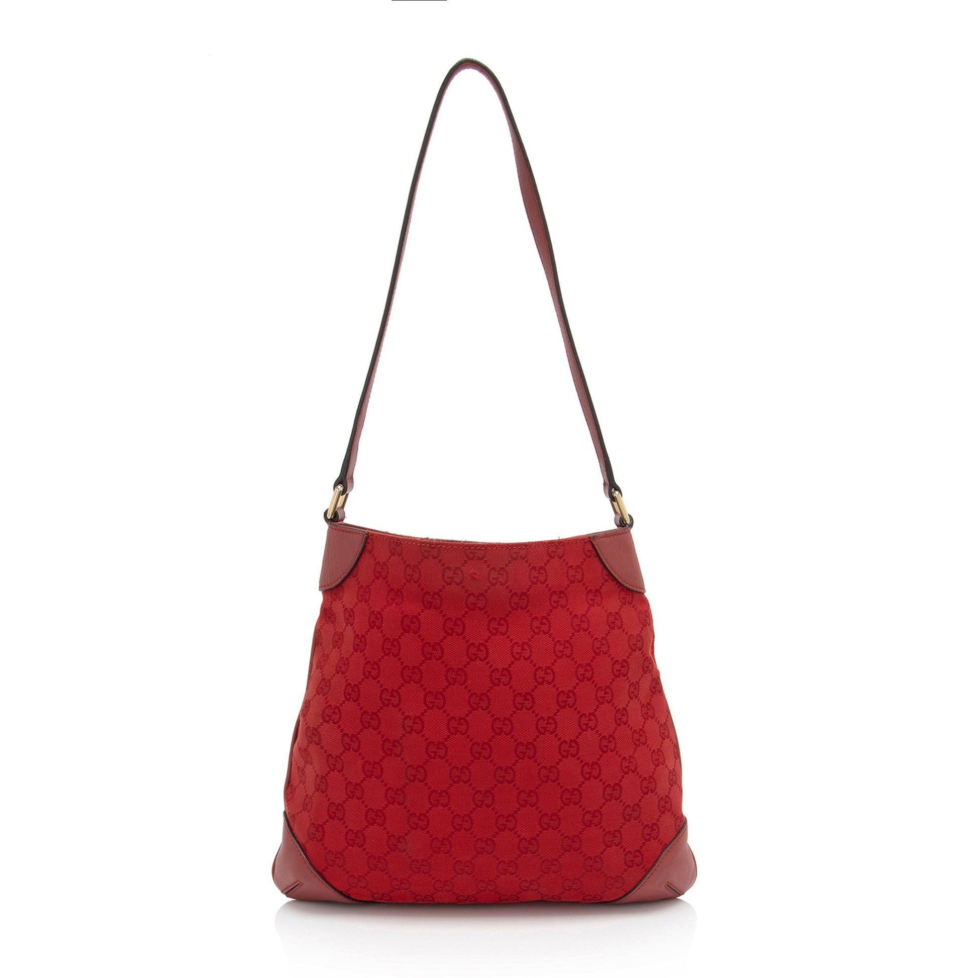 Gucci GG SHF-zFLqxt Monogram Leather Canvas Red Shoulder Bag