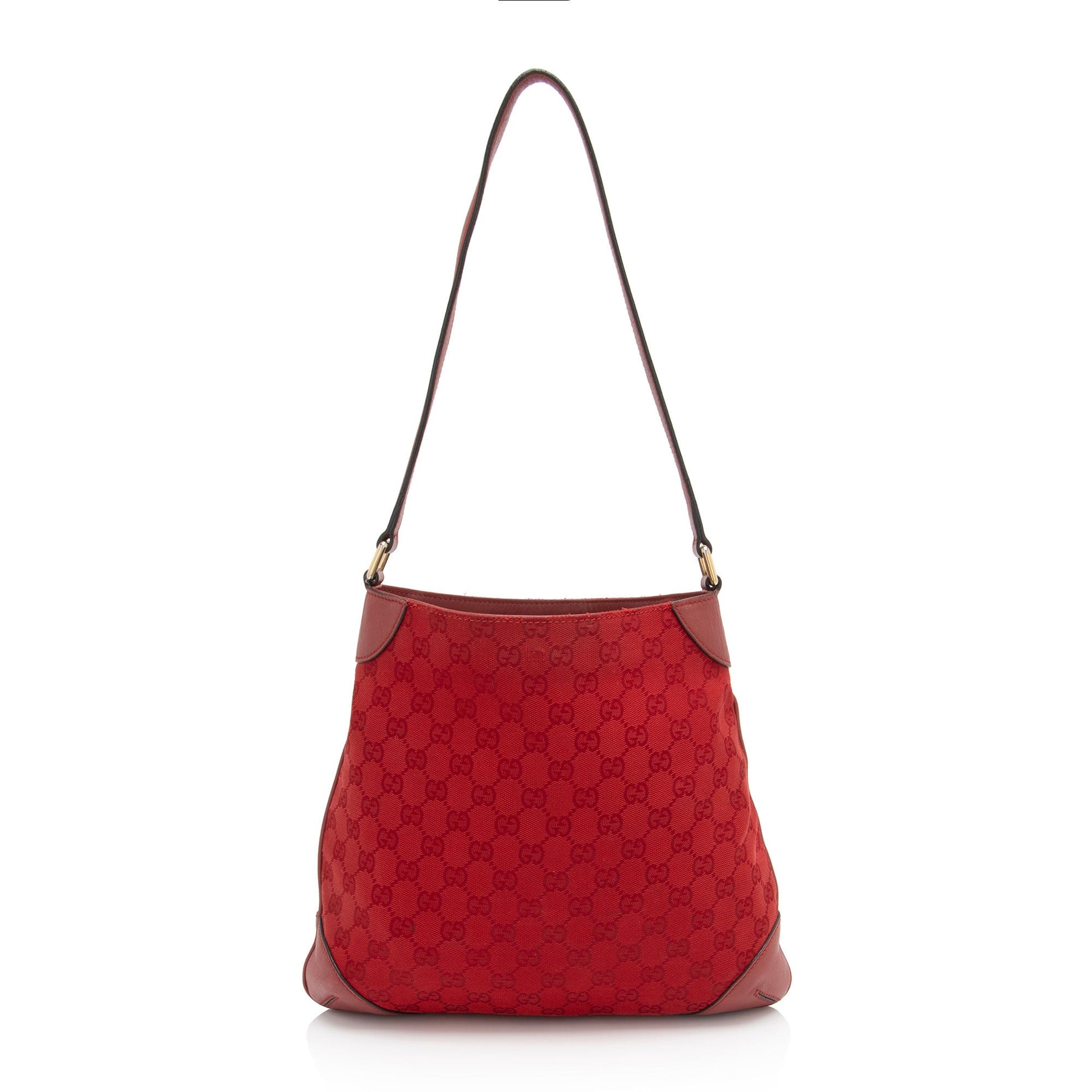 Gucci GG SHF-zFLqxt Monogram Leather Canvas Red Shoulder Bag