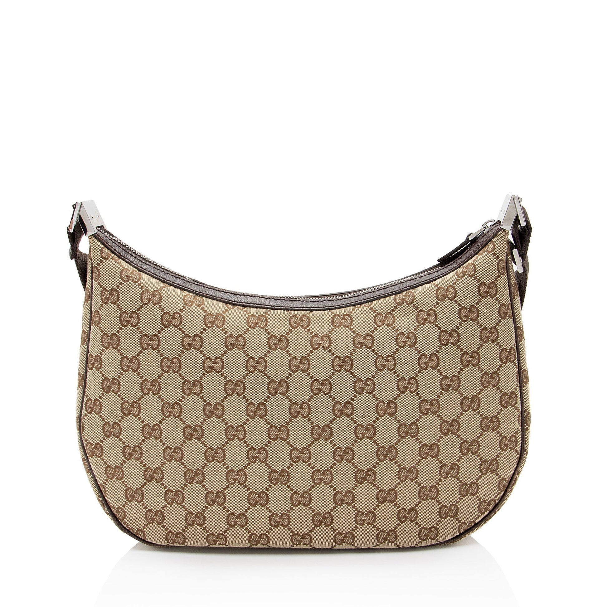 Gucci GG Leather Canvas Nylon Brown Crossbody Bag