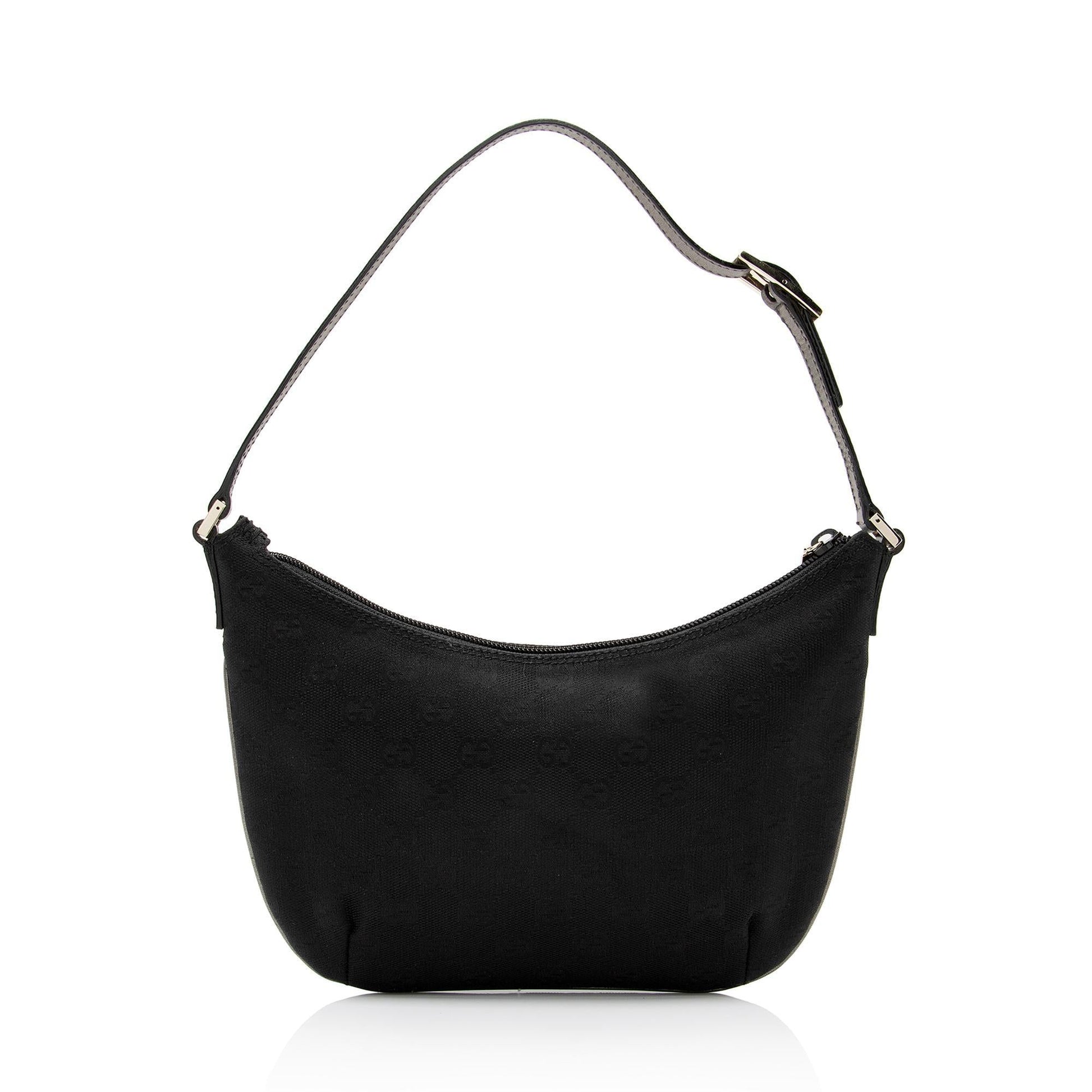 Gucci GG SHF-tAMHuQ Leather Canvas Black Small Shoulder Bag