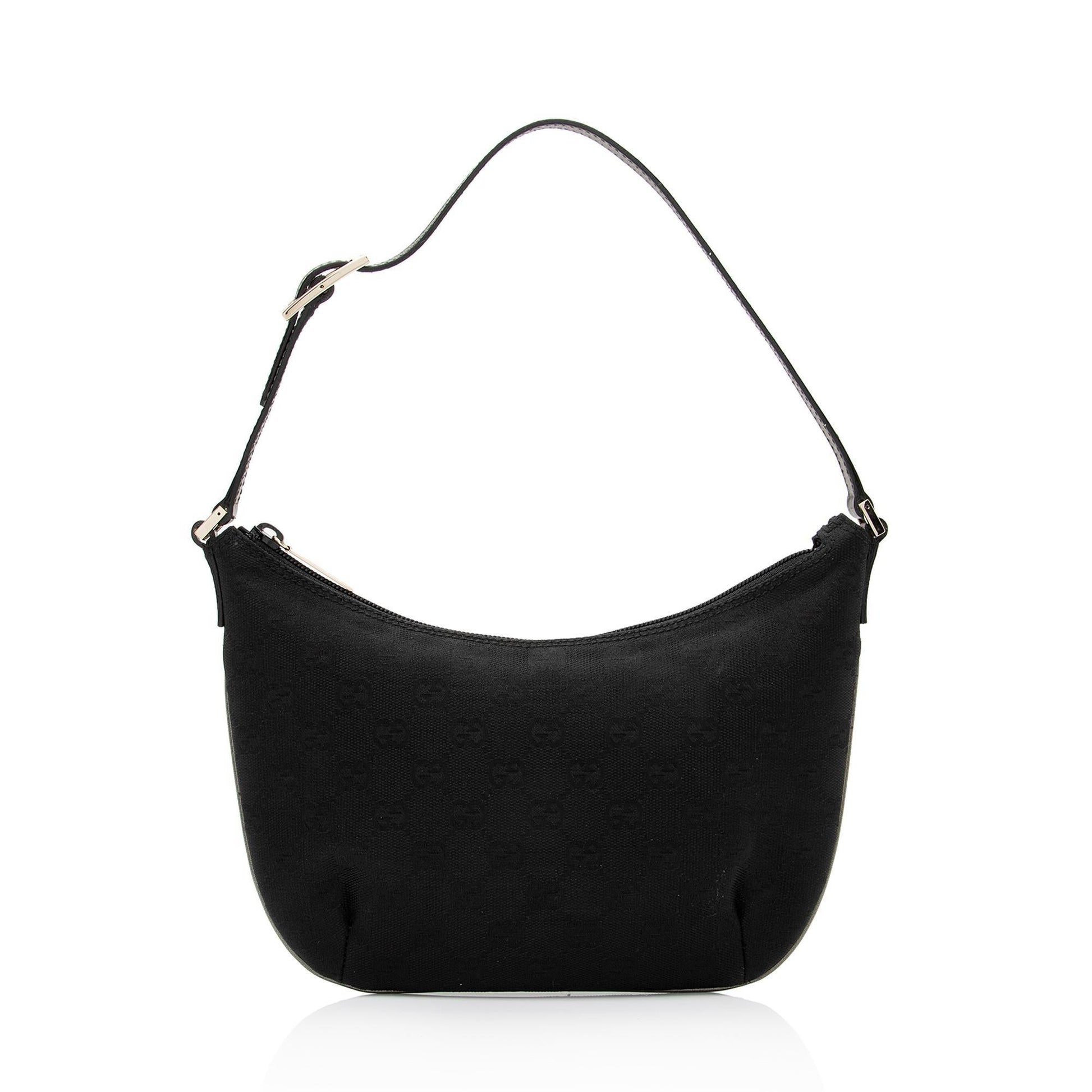 Gucci GG SHF-tAMHuQ Leather Canvas Black Small Shoulder Bag