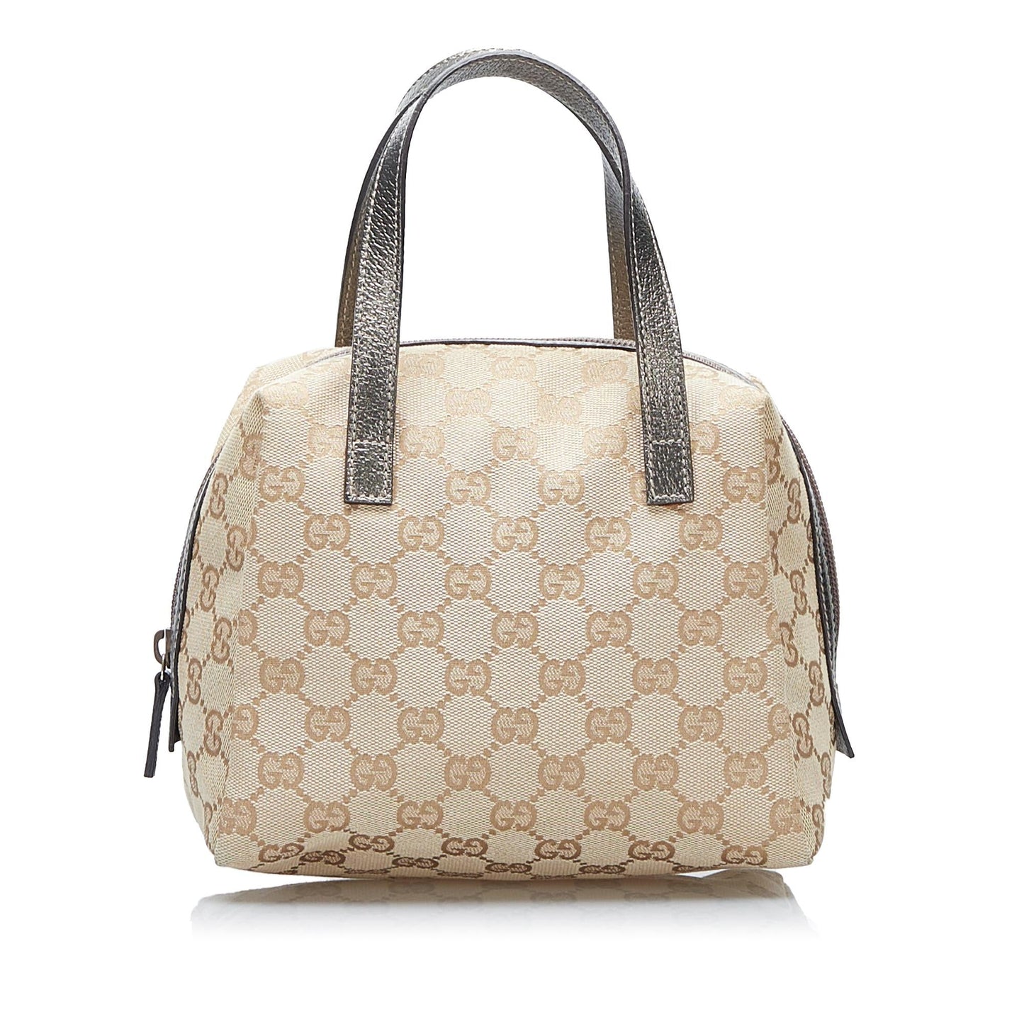 Gucci GG Dome SHG-ansTZQ Canvas Calf Brown Silver Satchel Bag