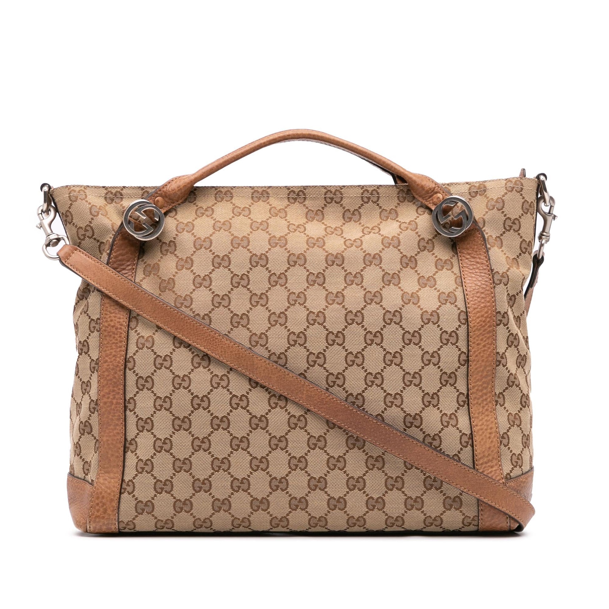 Gucci GG Miss GG Canvas Calf Brown Satchel Bag