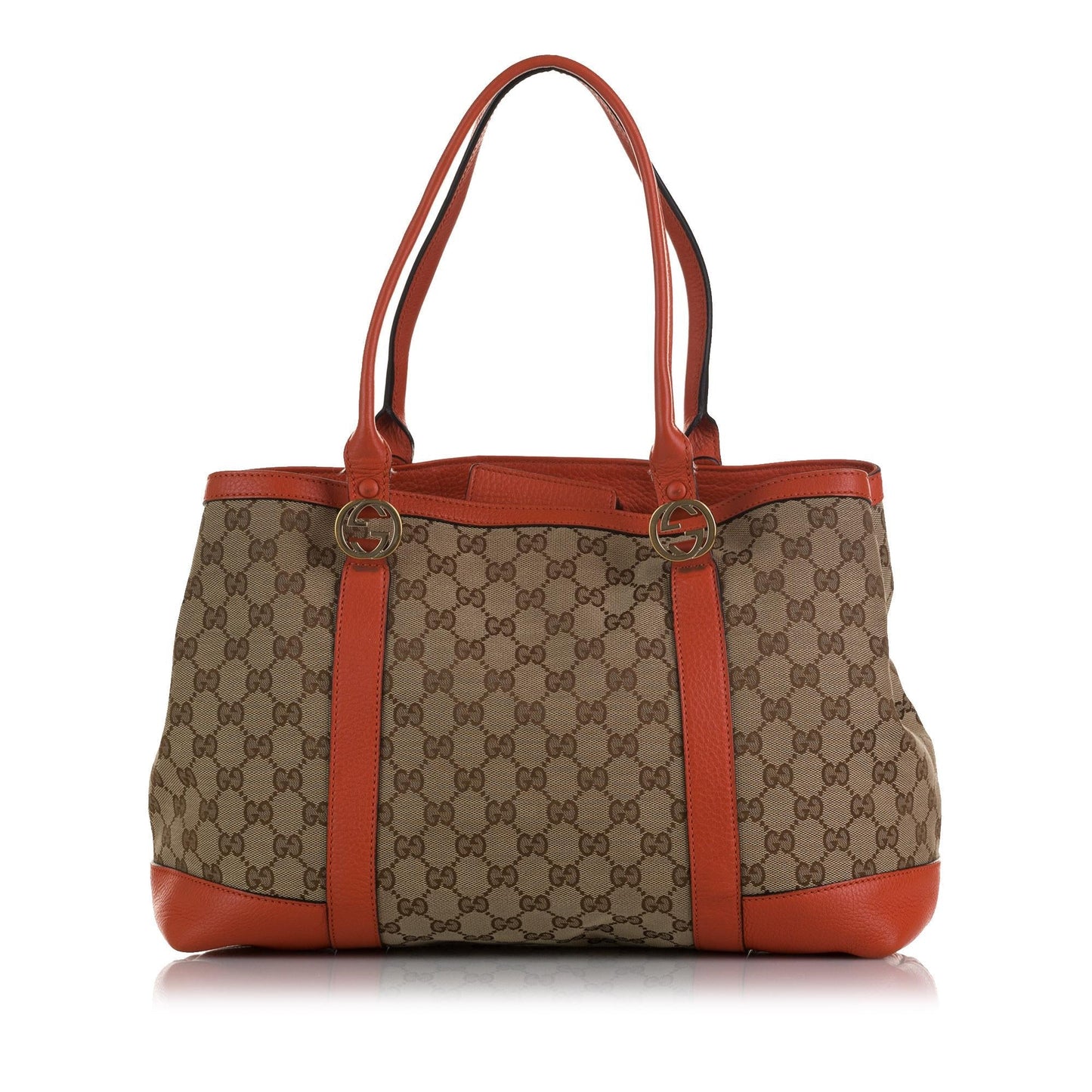 Gucci GG Miss GG SHG-Alvjxz Canvas Calf Brown Orange Tote Bag