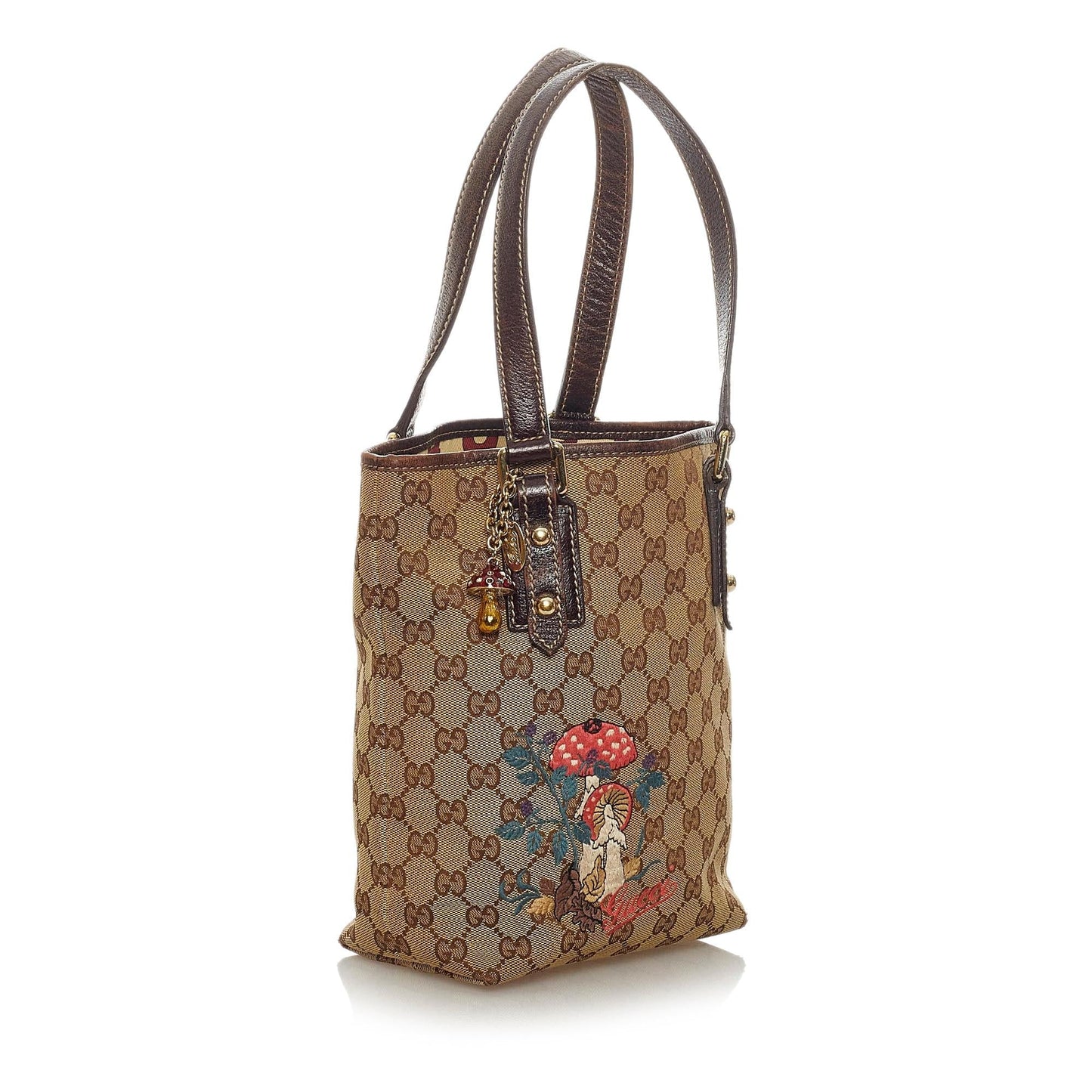 Gucci GG Mushrooms SHG Canvas Brown Tote Bag