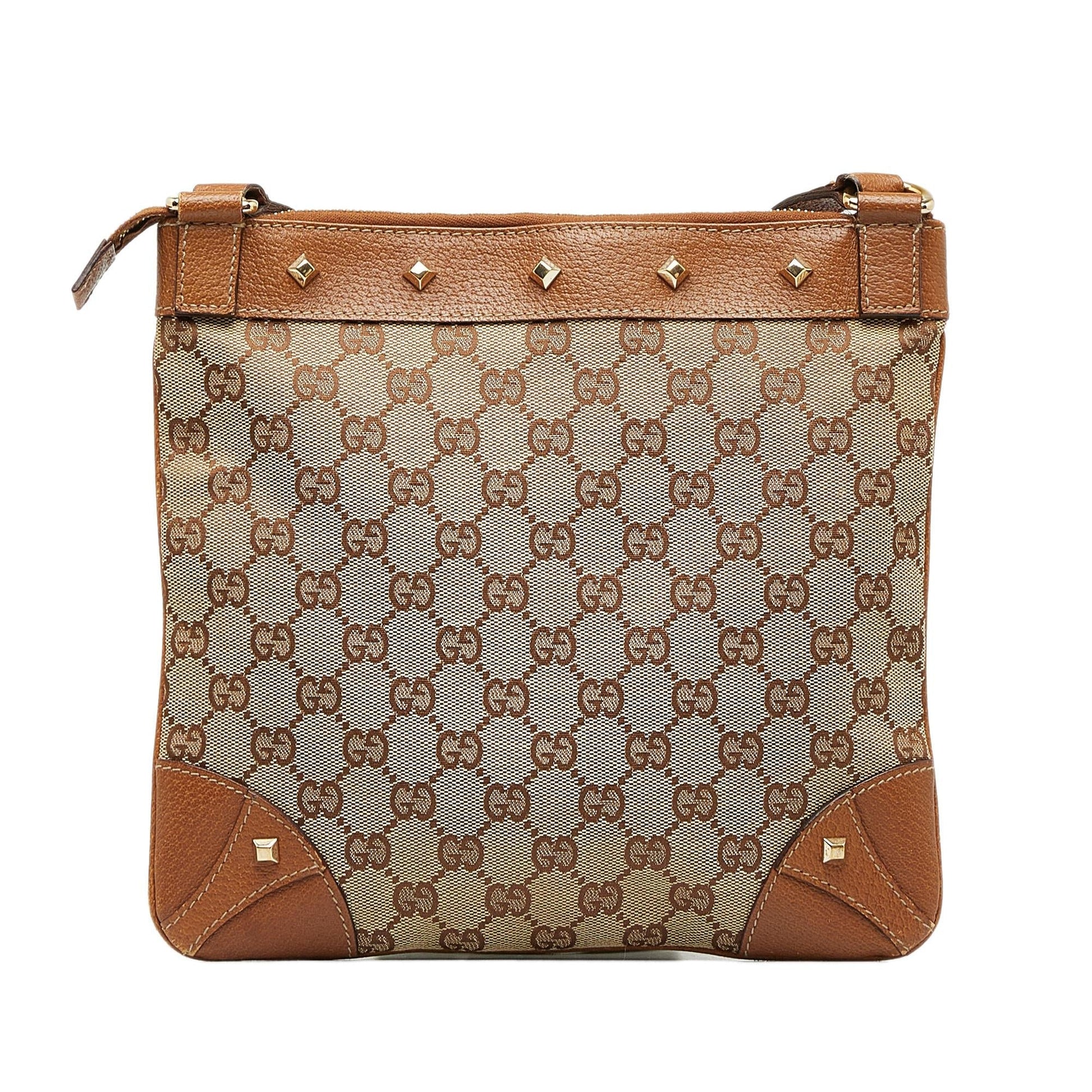 Gucci GG Nailhead SHG-Mehcnj Canvas Brown Crossbody Bag
